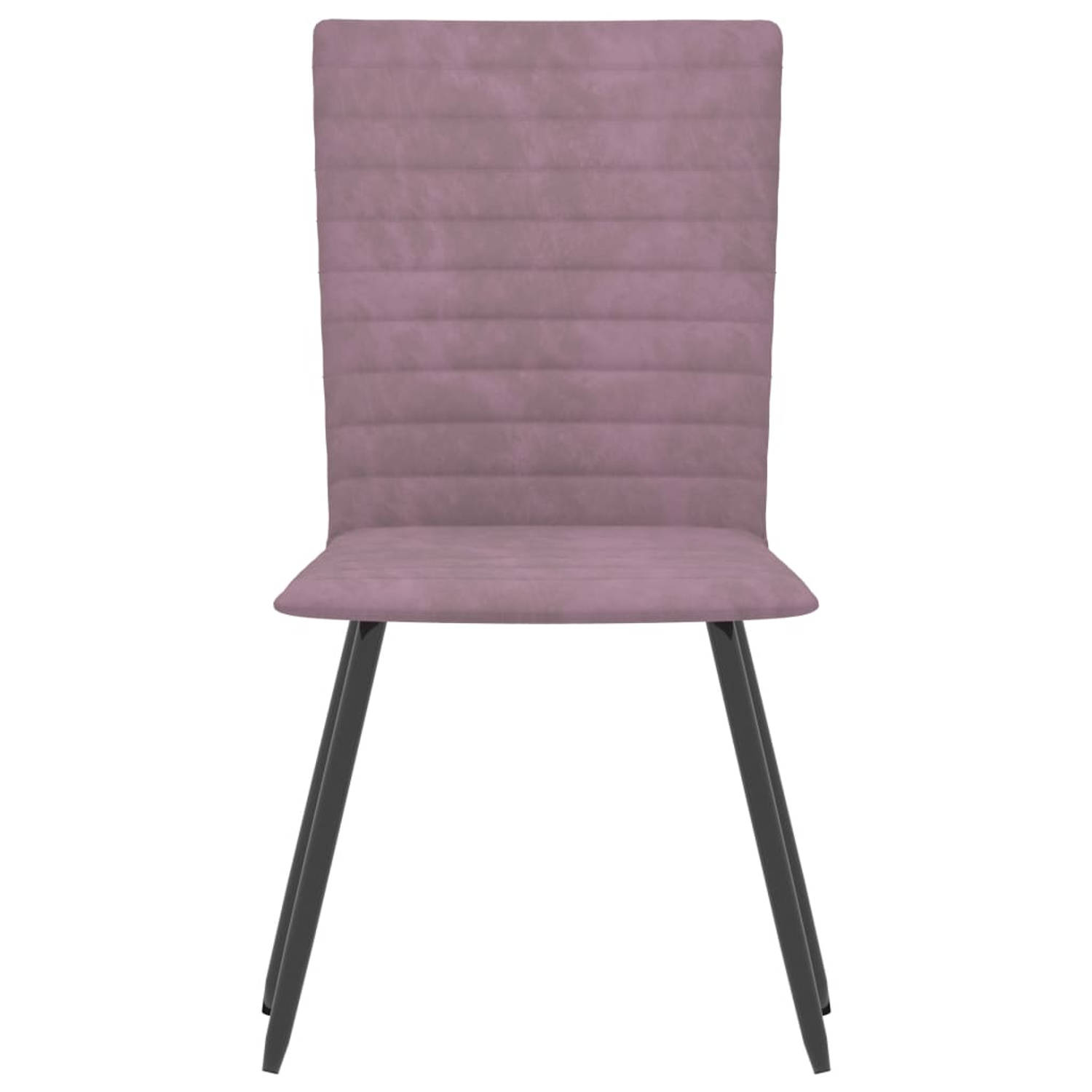 The Living Store Eetkamerstoelen 2 st fluweel roze - Eetkamerstoel