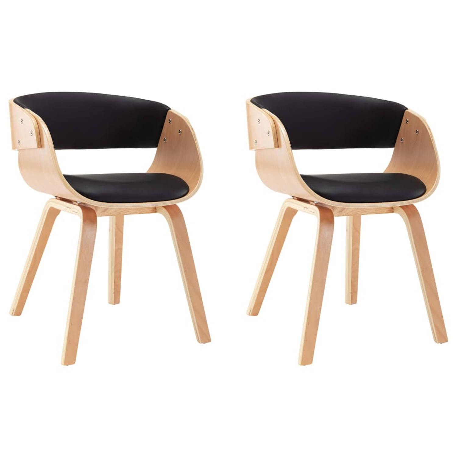 The Living Store Eetkamerstoelen 2 st gebogen hout en kunstleer - Eetkamerstoel