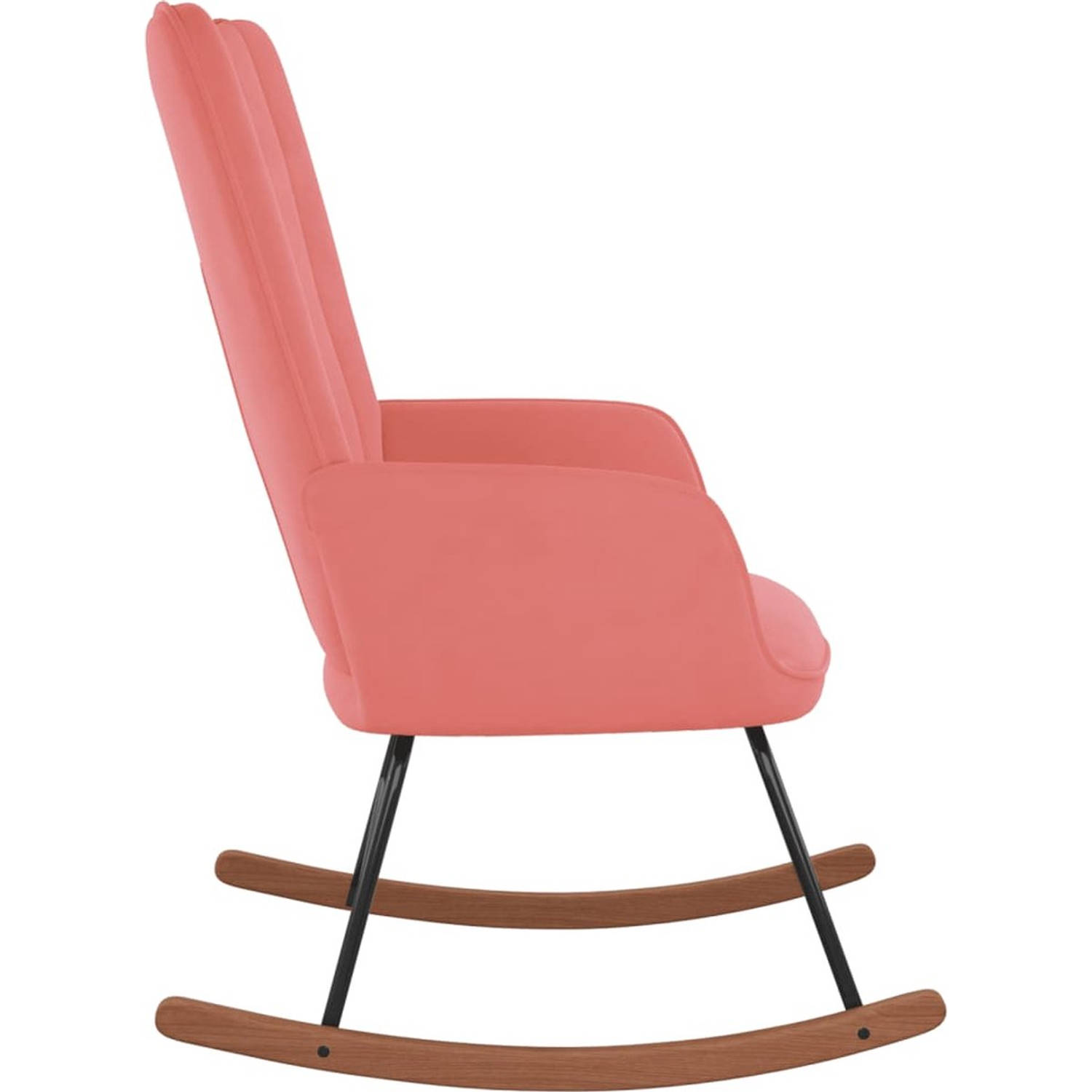 The Living Store Schommelstoel Fauteuil - 61x78x98 cm - Roze Fluweel