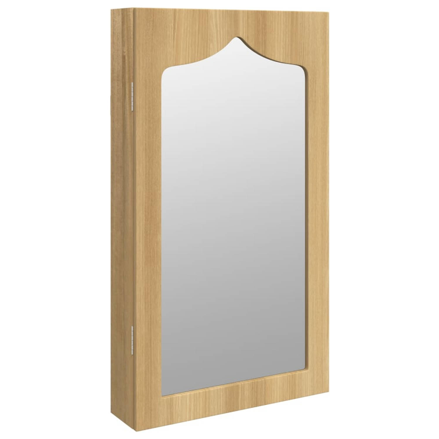 The Living Store Sieradenkast met spiegel - Bewerkt hout - 37.5 x 10 x 67 cm - Afsluitbaar