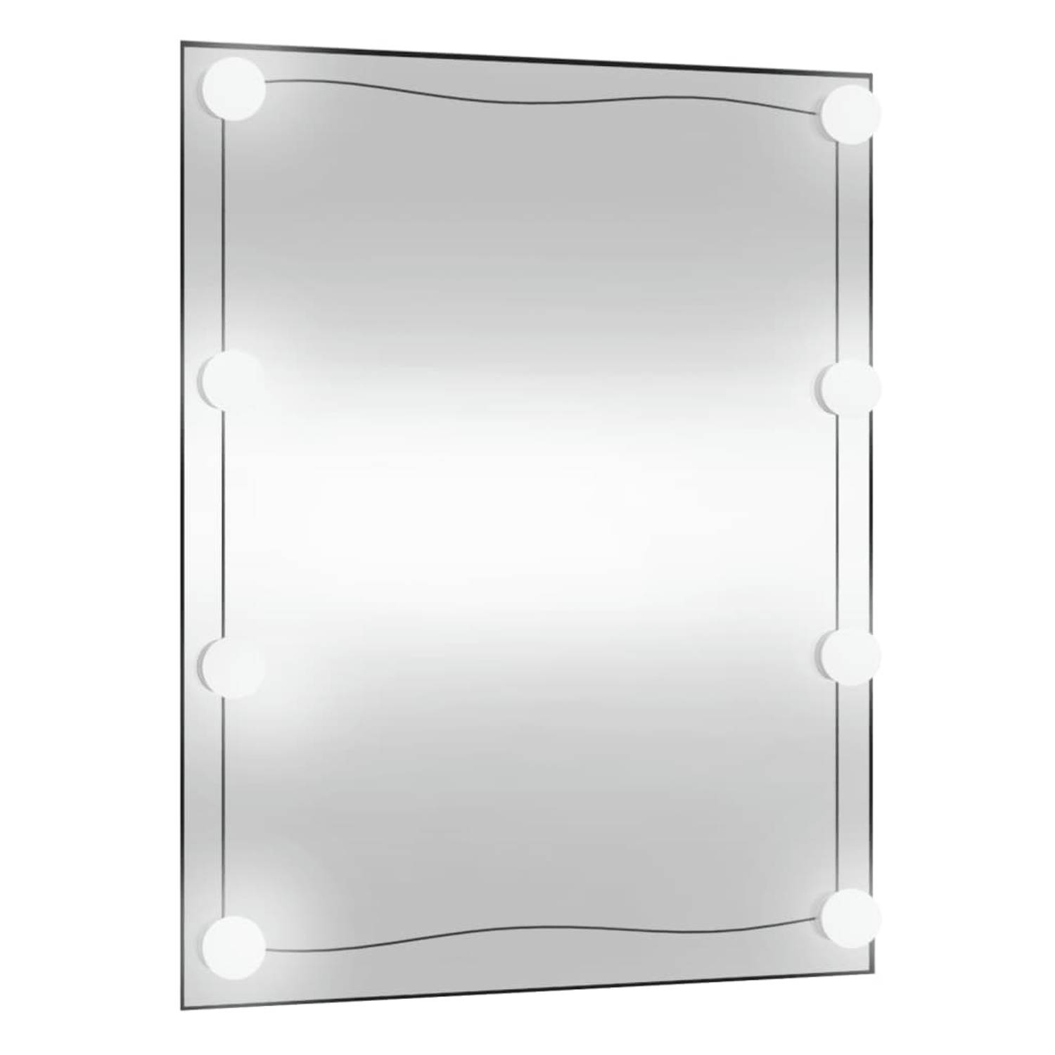 The Living Store Wandspiegel LED-verlichting 50 x 60 cm Glas Warmwit en koudwit USB-interface