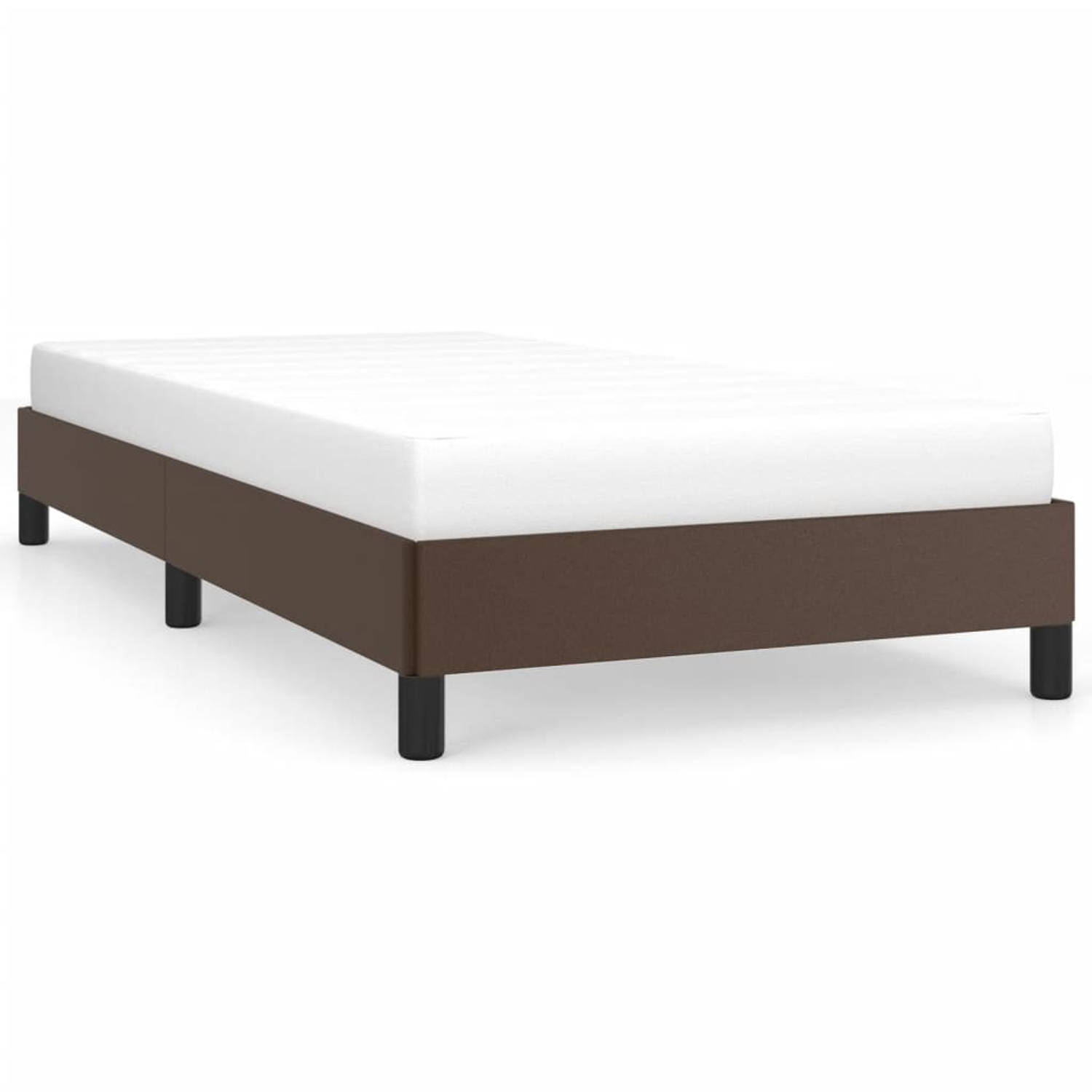 The Living Store Bedframe Kunstleer Bruin 203x103x25 cm - Stabiele Poten - Multiplex Lattenbodem