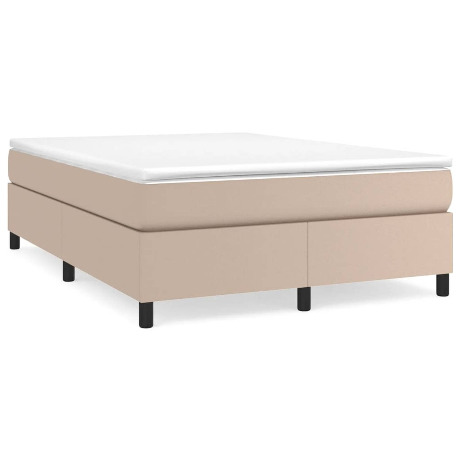 The Living Store Boxspringframe kunstleer cappuccino 140x200 cm - Bed