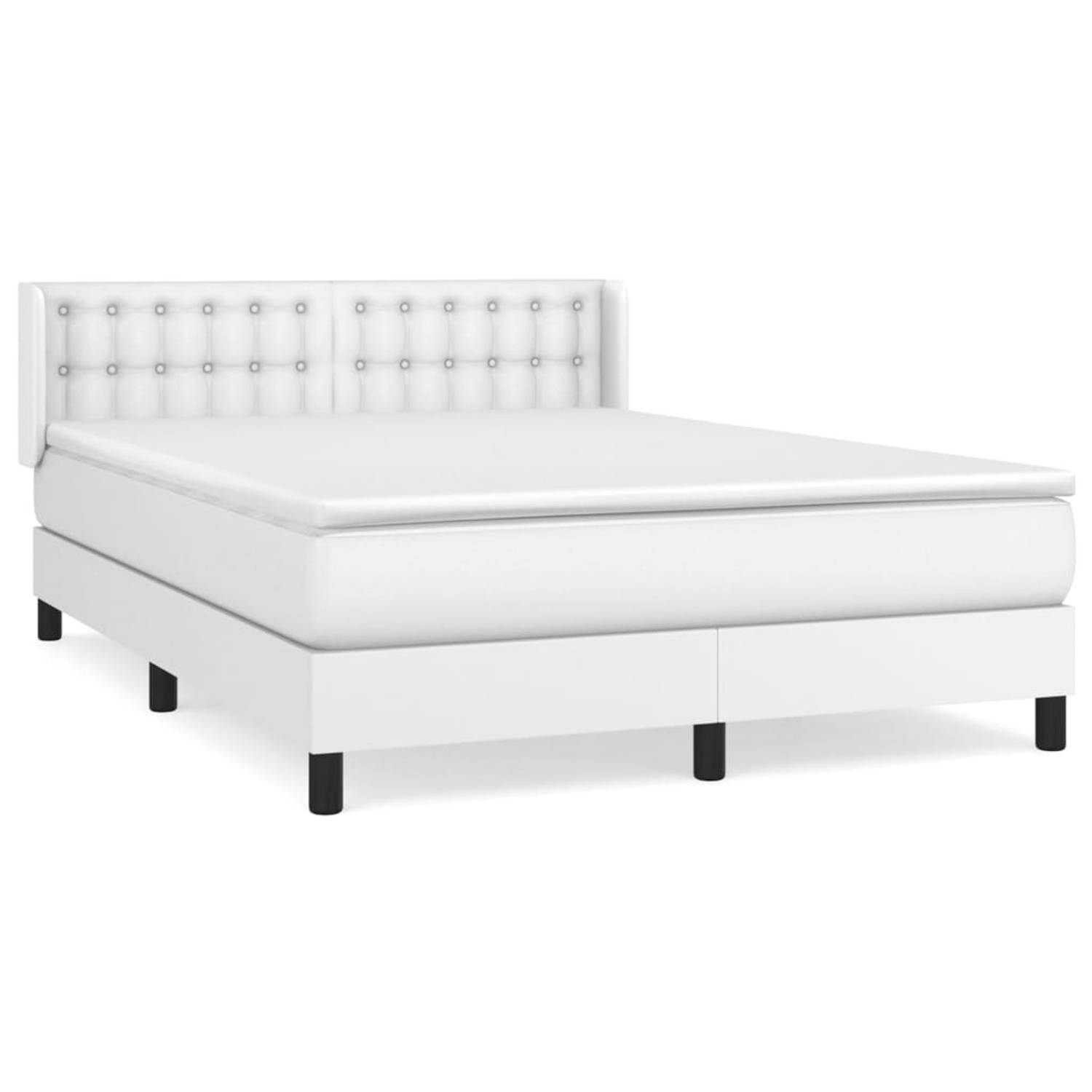 The Living Store Boxspring met matras kunstleer wit 140x200 cm - Boxspring - Boxsprings - Bed - Slaapmeubel - Boxspringbed - Boxspring Bed - Tweepersoonsbed - Bed Met Matras - Bedf