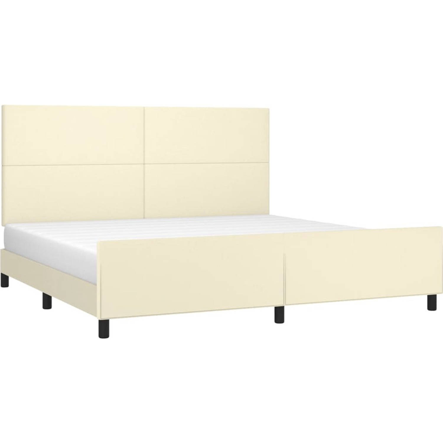 The Living Store Bedframe - - Bedframe - 203 x 206 x 118/128 cm - Kunstleer