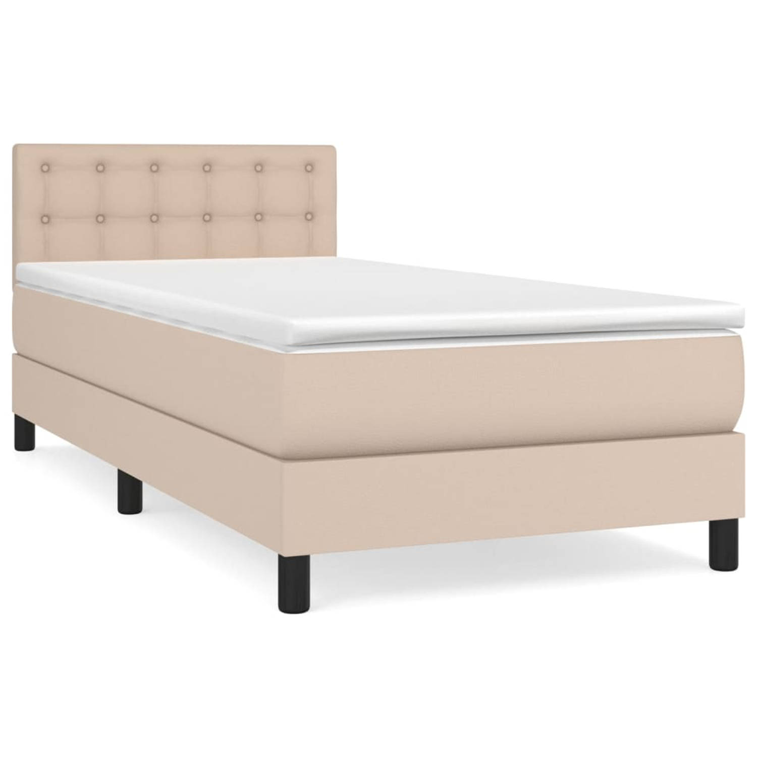 The Living Store Boxspring met matras kunstleer cappuccinokleurig 100x200 cm - Boxspring - Boxsprings - Bed - Slaapmeubel - Boxspringbed - Boxspring Bed - Tweepersoonsbed - Bed Met