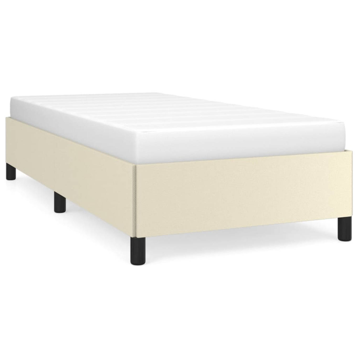 The Living Store Bedframe kunstleer crèmekleurig 100x200 cm - Bedframe - Bedframes - Bed - Slaapmeubel - Bedbodem - Ledikant - Eenpersoonsbed - Slaapbed - Bedden - Slaapmeubels - S