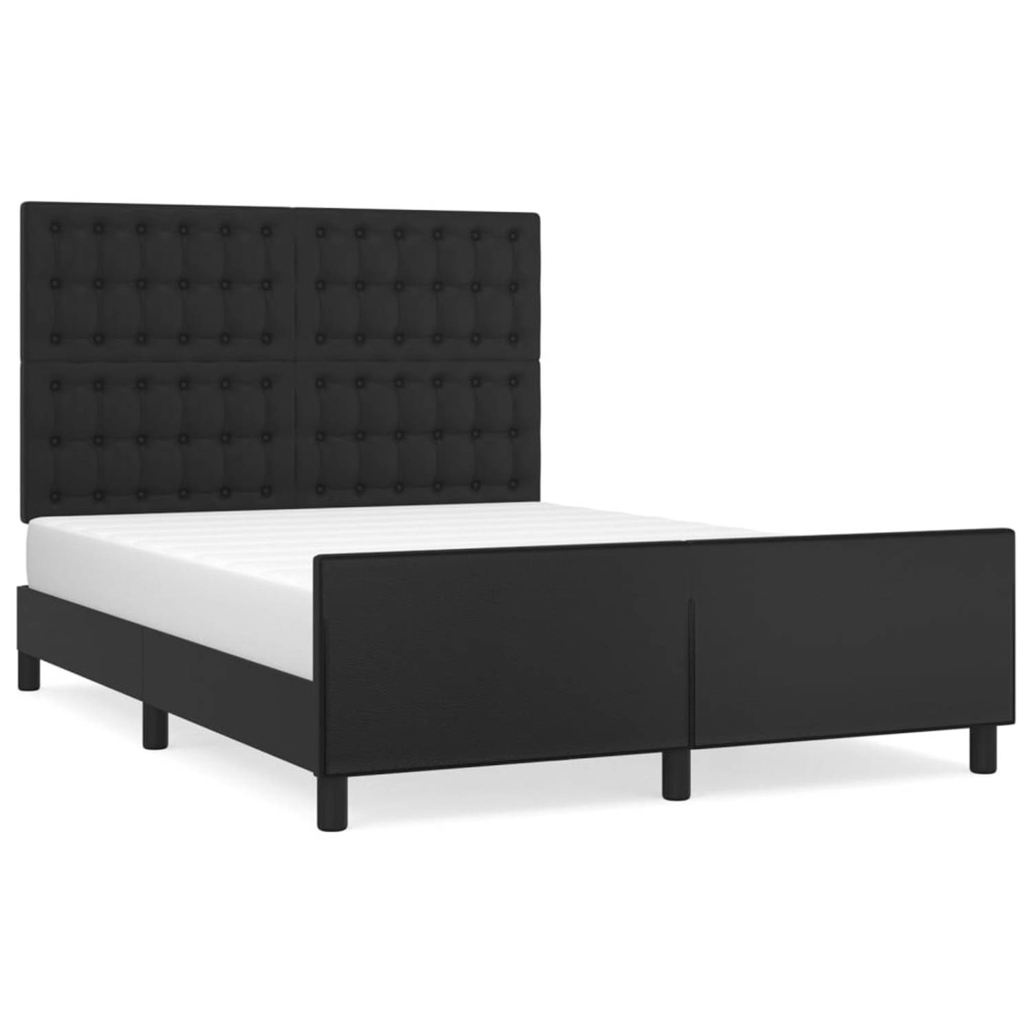 The Living Store Bedframe met hoofdeind kunstleer zwart 140x190 cm - Bedframe Met Hoofdbord - Bedframes Met Hoofdborden - Bedframe - Bed - Slaapmeubel - Bedbodem - Ledikant - Eenpe