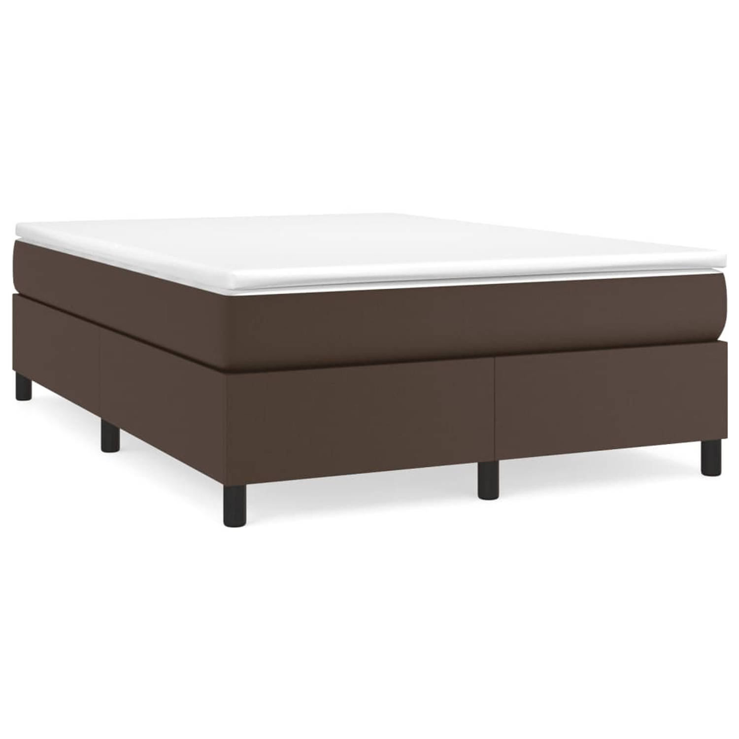 The Living Store Boxspringframe kunstleer bruin 140x200 cm - Bed