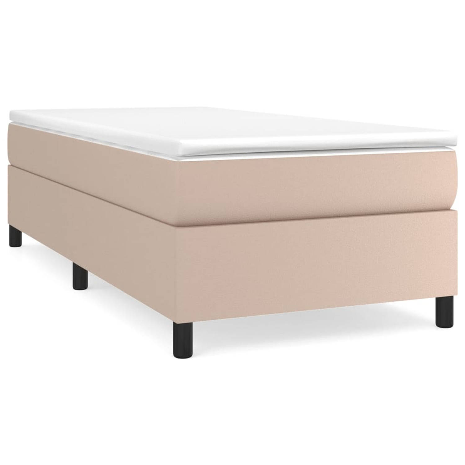 The Living Store Boxspringframe kunstleer cappuccino 100x200 cm - Bed