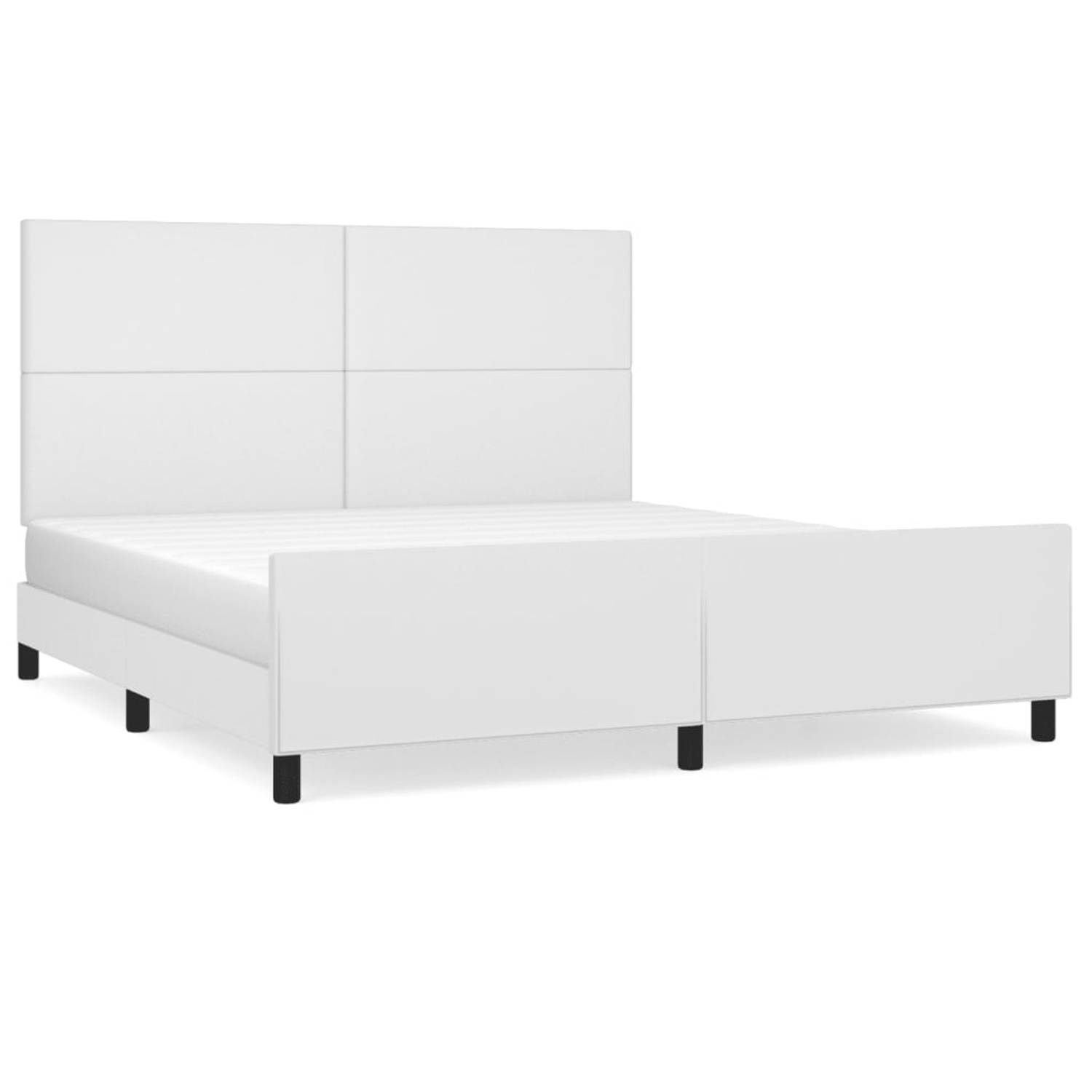 The Living Store Bedframe met hoofdbord kunstleer wit 160x200 cm - Bed