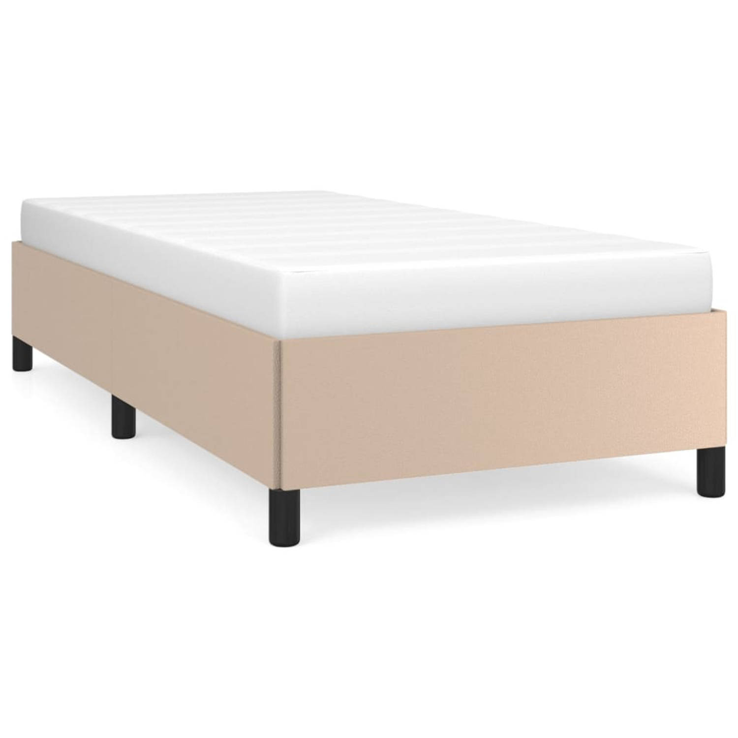 The Living Store Bedframe kunstleer cappuccinokleurig 90x200 cm - Bedframe - Bedframes - Bed - Slaapmeubel - Bedbodem - Ledikant - Eenpersoonsbed - Slaapbed - Bedden - Slaapmeubels