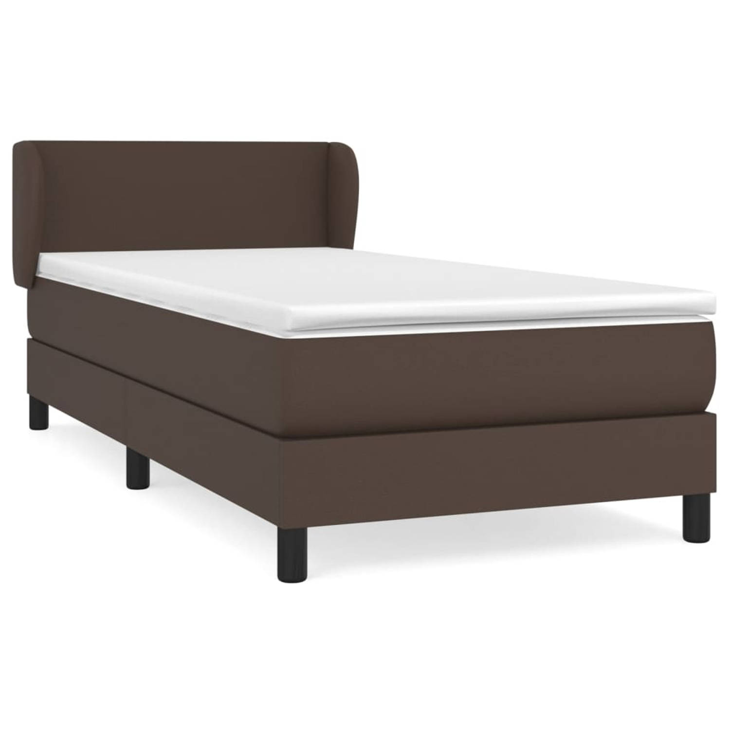 The Living Store Boxspring met matras kunstleer bruin 90x200 cm - Boxspring - Boxsprings - Bed - Slaapmeubel - Boxspringbed - Boxspring Bed - Tweepersoonsbed - Bed Met Matras - Bed