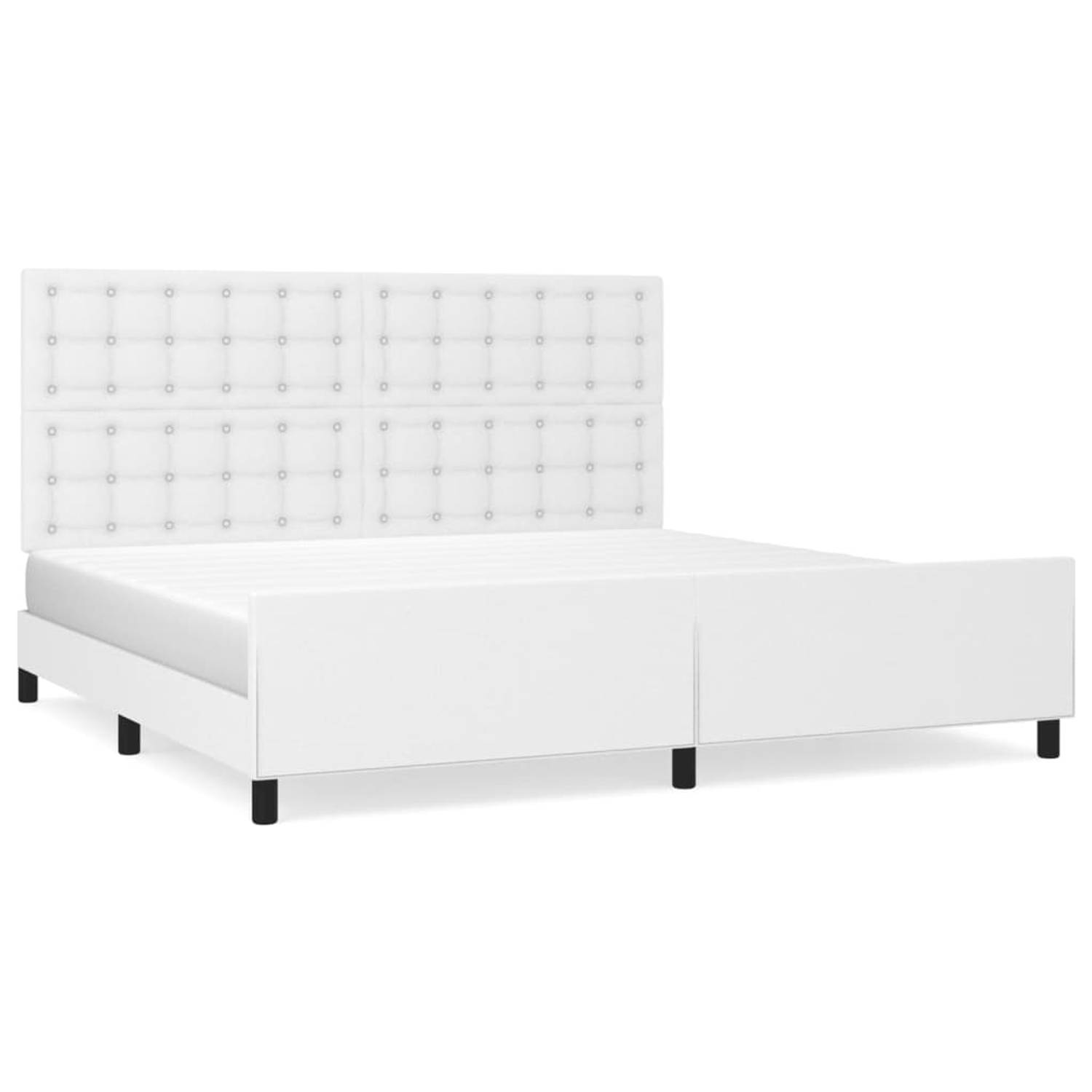 The Living Store Bedframe - Kunstleer - Bedframe - 203 x 206 x 118/128 cm - Wit