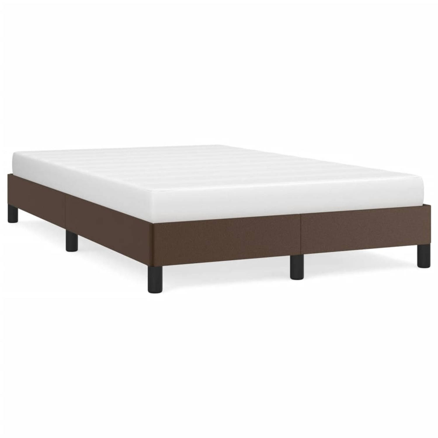 The Living Store Bedframe Bruin Kunstleer Multiplex - 203 x 123 x 25 cm - Geschikt voor 120 x 200 cm Matras