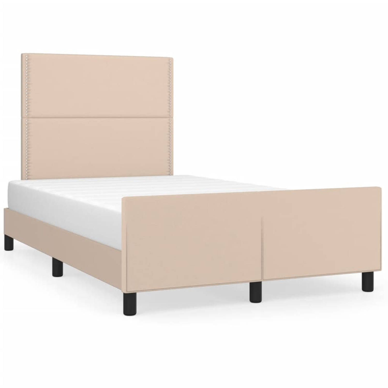 The Living Store Bedframe met hoofdbord kunstleer cappuccinokleurig 120x200 cm - Bedframe Met Hoofdbord - Bedframes Met Hoofdborden - Bedframe - Bed - Slaapmeubel - Bedbodem - Ledi