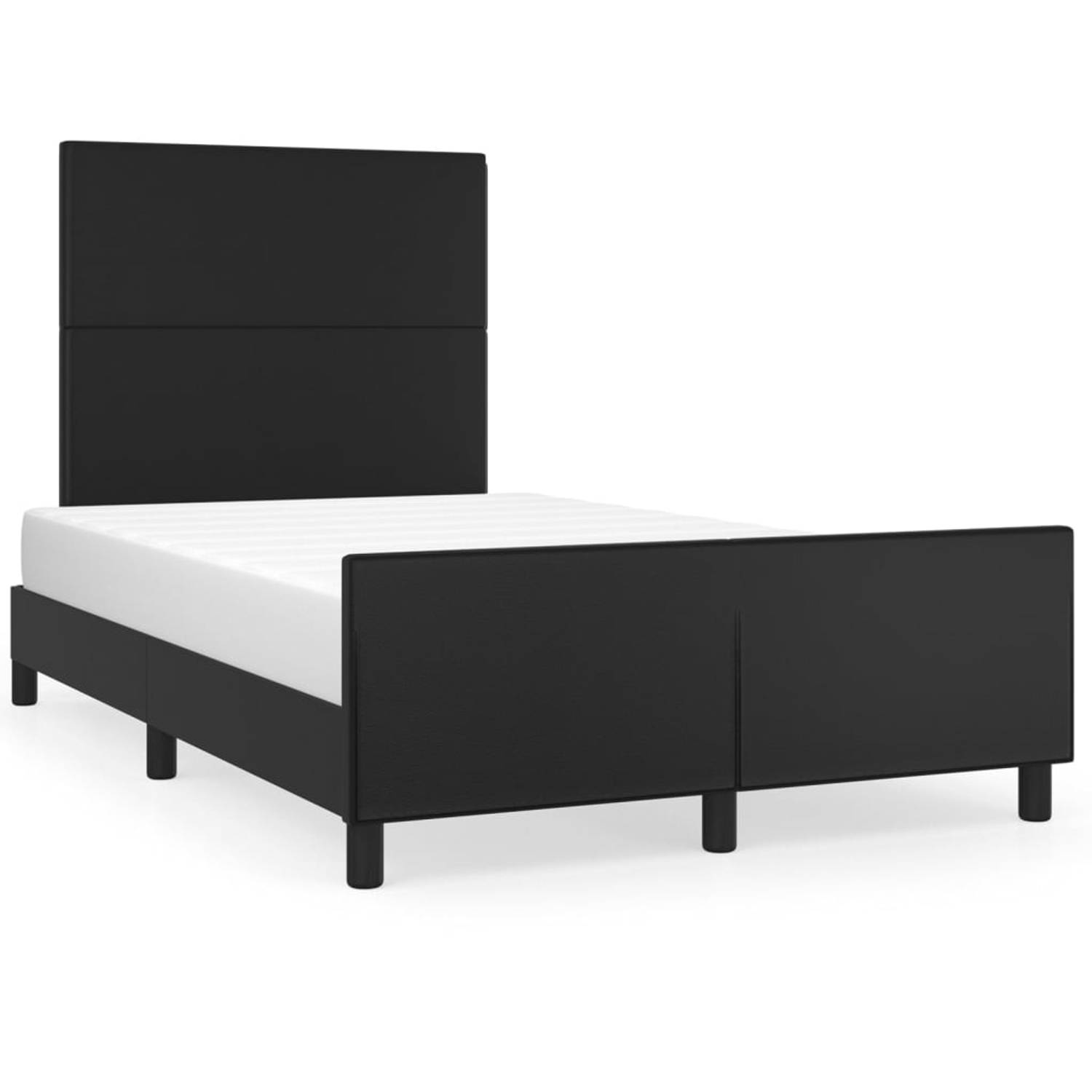 The Living Store Bedframe met hoofdbord kunstleer zwart 120x200 cm - Bedframe Met Hoofdbord - Bedframes Met Hoofdborden - Bedframe - Bed - Slaapmeubel - Bedbodem - Ledikant - Eenpe