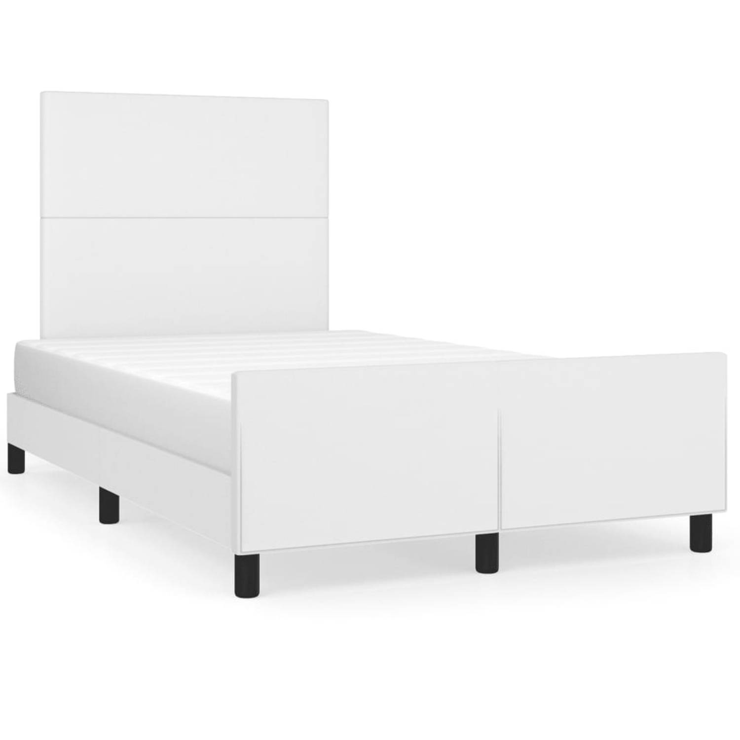 The Living Store Bedframe met hoofdbord kunstleer wit 120x200 cm - Bedframe Met Hoofdbord - Bedframes Met Hoofdborden - Bedframe - Bed - Slaapmeubel - Bedbodem - Ledikant - Eenpers