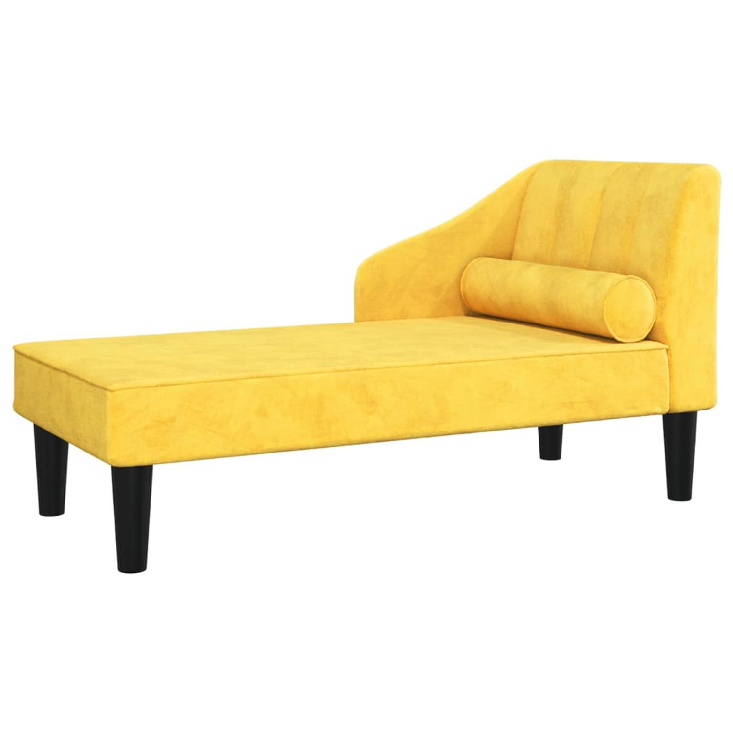 The Living Store Chaise longue met bolster fluweel geel