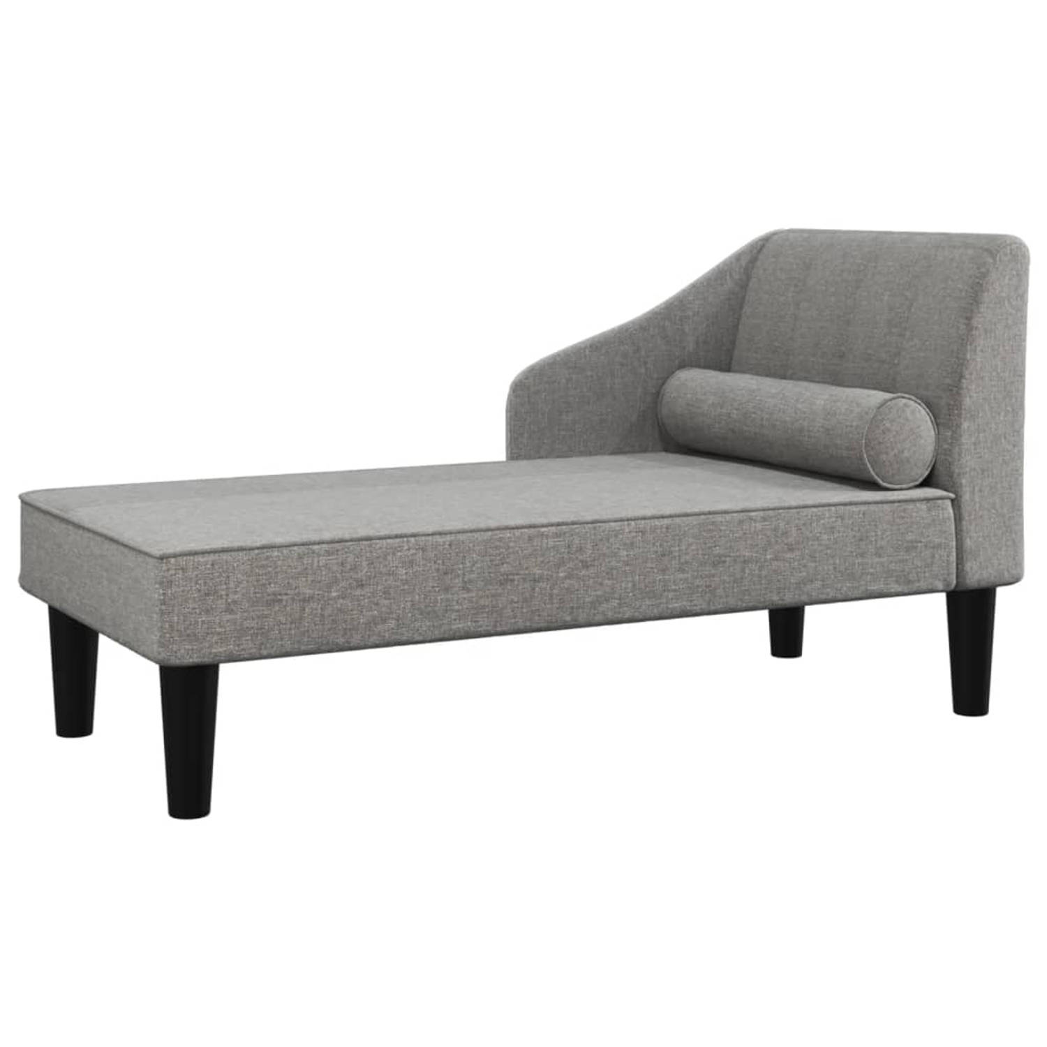 The Living Store Chaise longue met bolster stof lichtgrijs