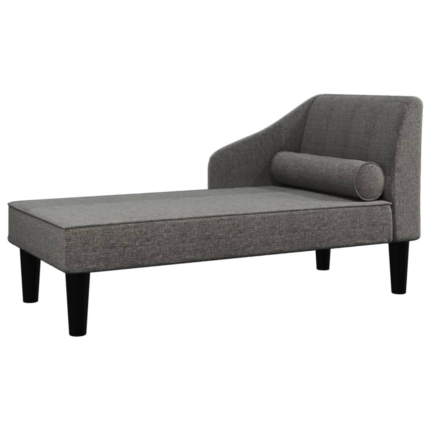 The Living Store Chaise longue met bolster stof donkergrijs