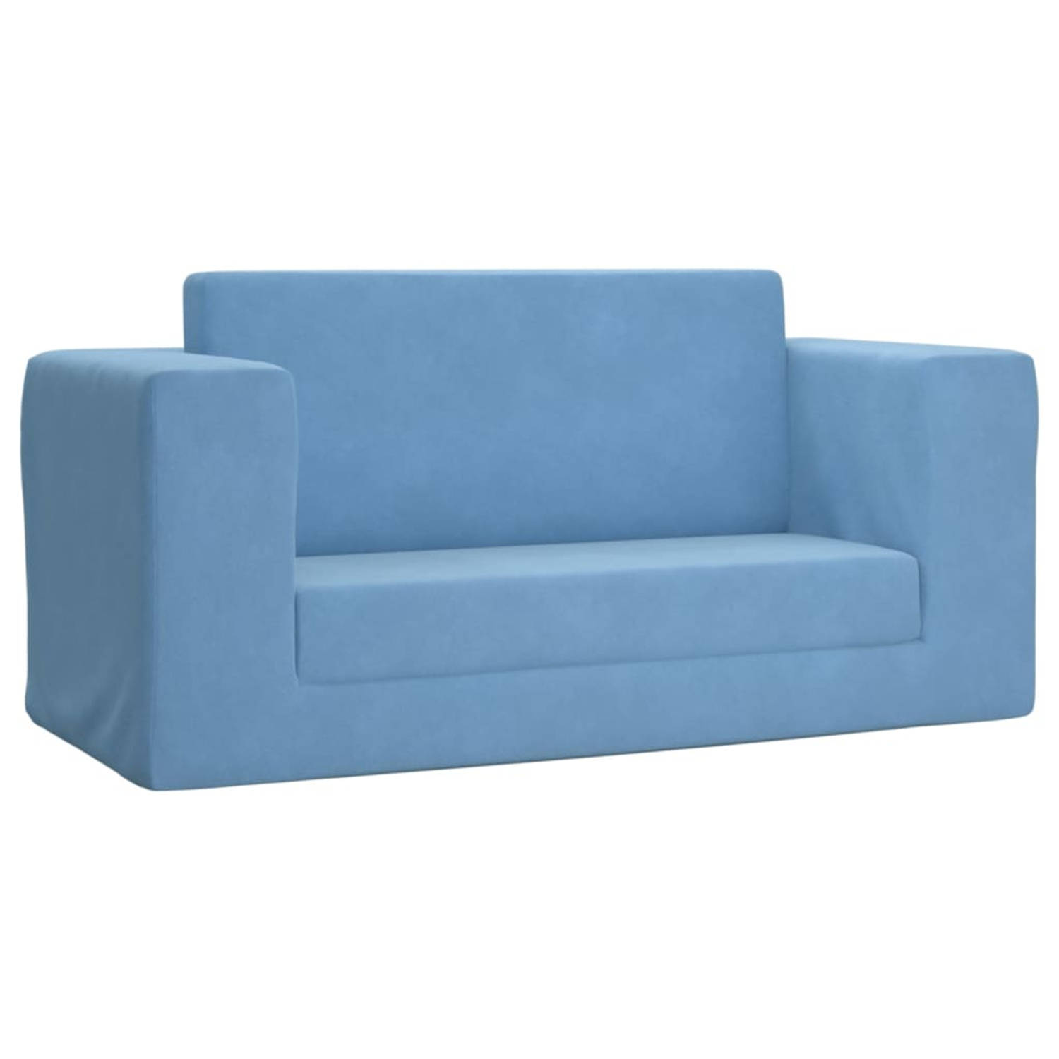 The Living Store Kinderbank - Pluche - 2-zits - Blauw - 84x38.5x37 cm - Afneembare hoes