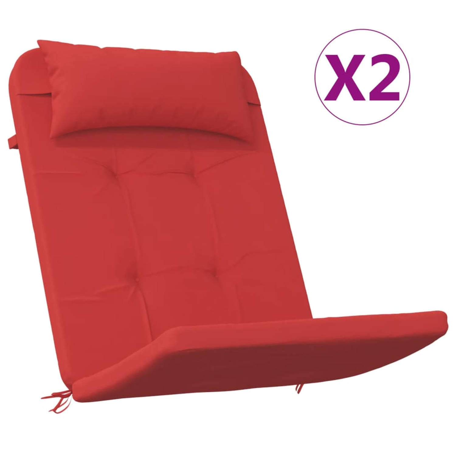 The Living Store Adirondack Stoelkussen - 126 x 58 x 4.5 cm - Waterafstotend - Rood - Oxford Stof