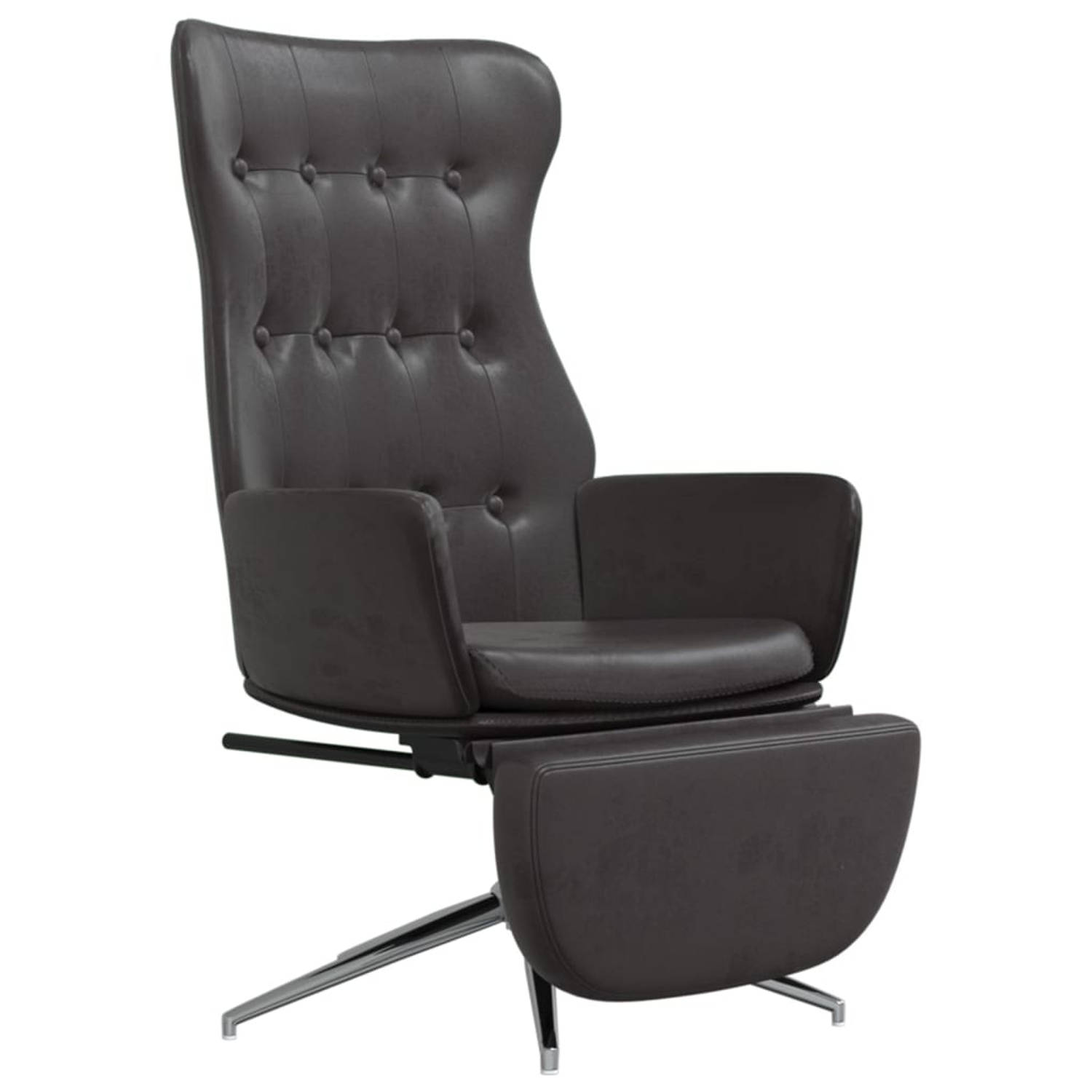 The Living Store Relaxstoel met voetensteun kunstleer glanzend zwart - Fauteuil