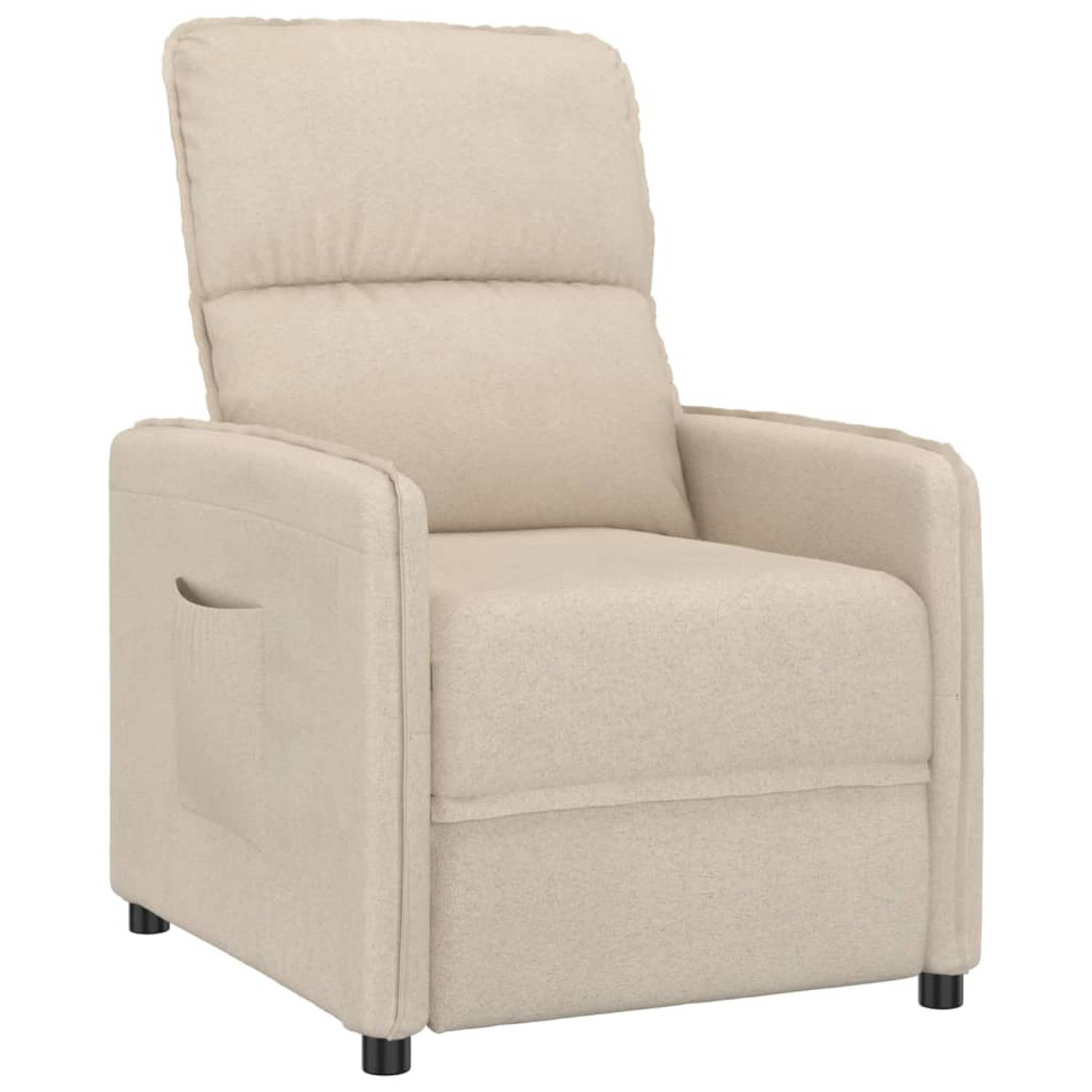 The Living Store Fauteuil verstelbaar microvezelstof crèmekleurig - Fauteuil