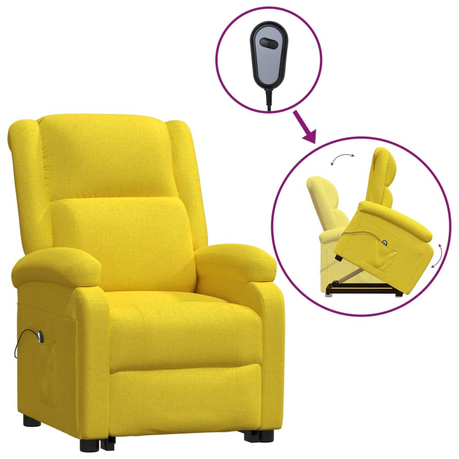 The Living Store Sta-op-stoel verstelbaar stof geel - Fauteuil