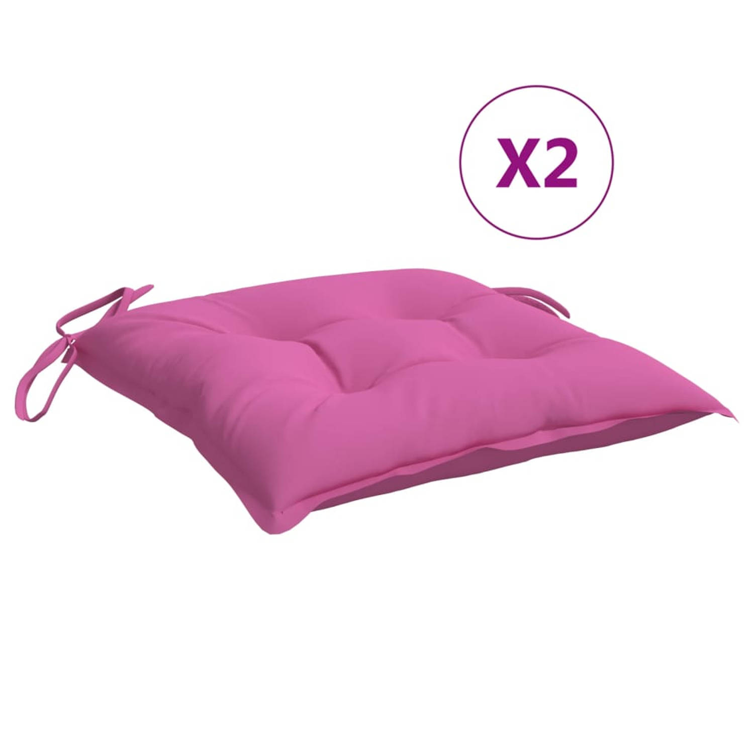 The Living Store Stoelkussens - Polyester - 40x40x7 cm - Roze