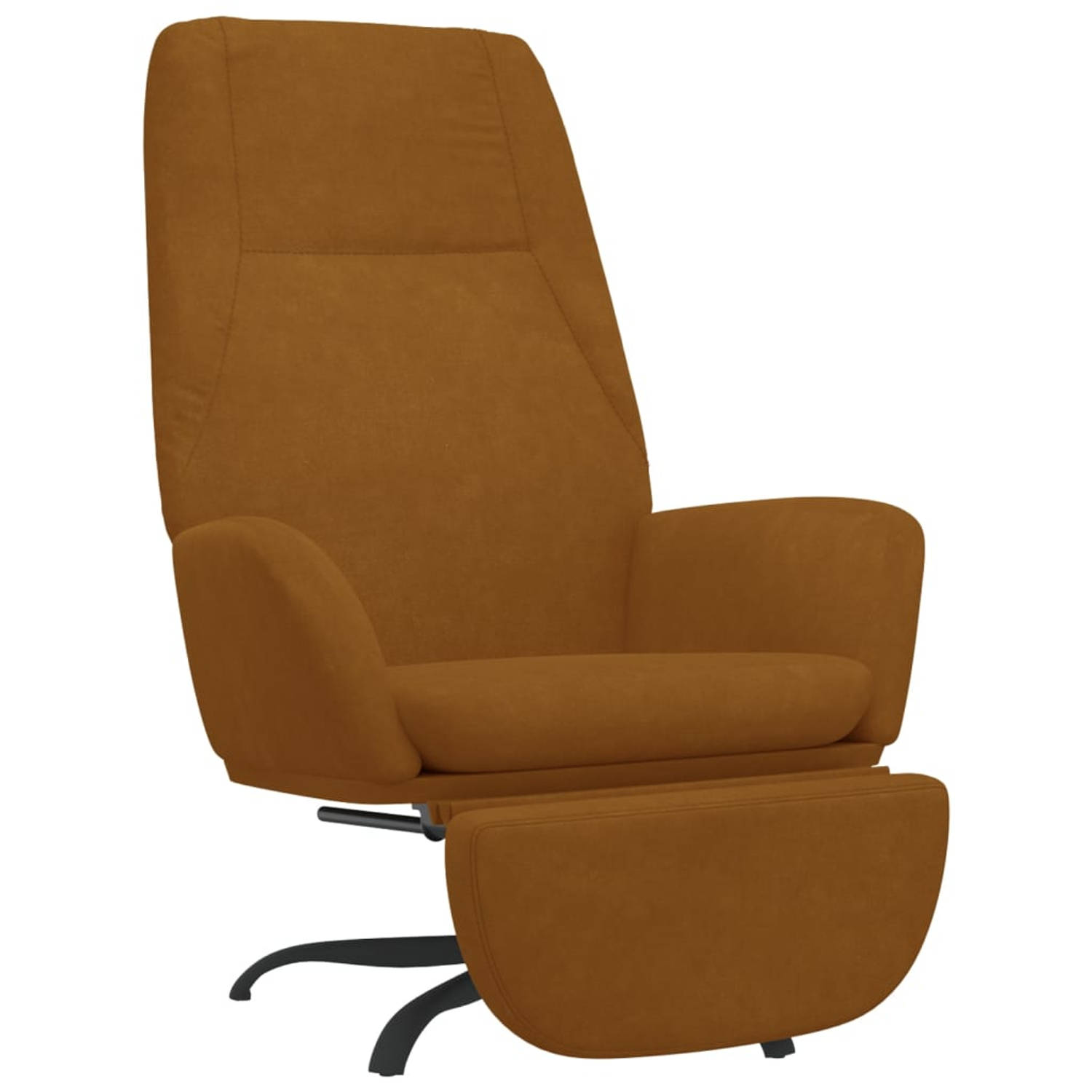 The Living Store Relaxstoel met voetensteun fluweel bruin - Fauteuil