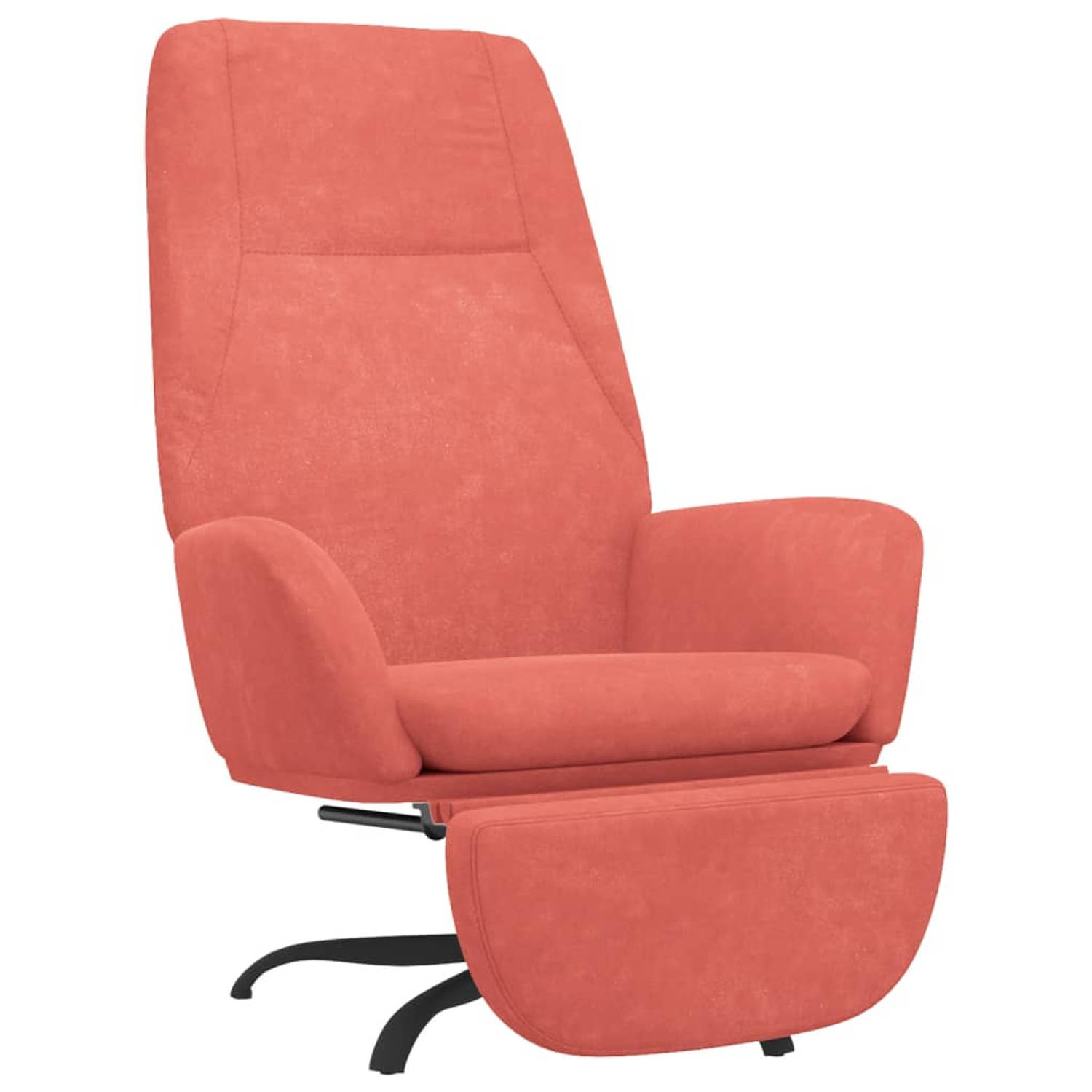 The Living Store Relaxstoel met voetensteun fluweel roze - Fauteuil