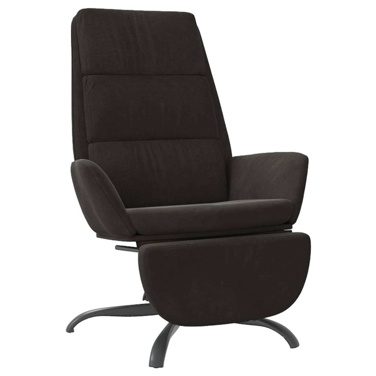 The Living Store Relaxstoel met voetensteun fluweel donkergrijs - Fauteuil