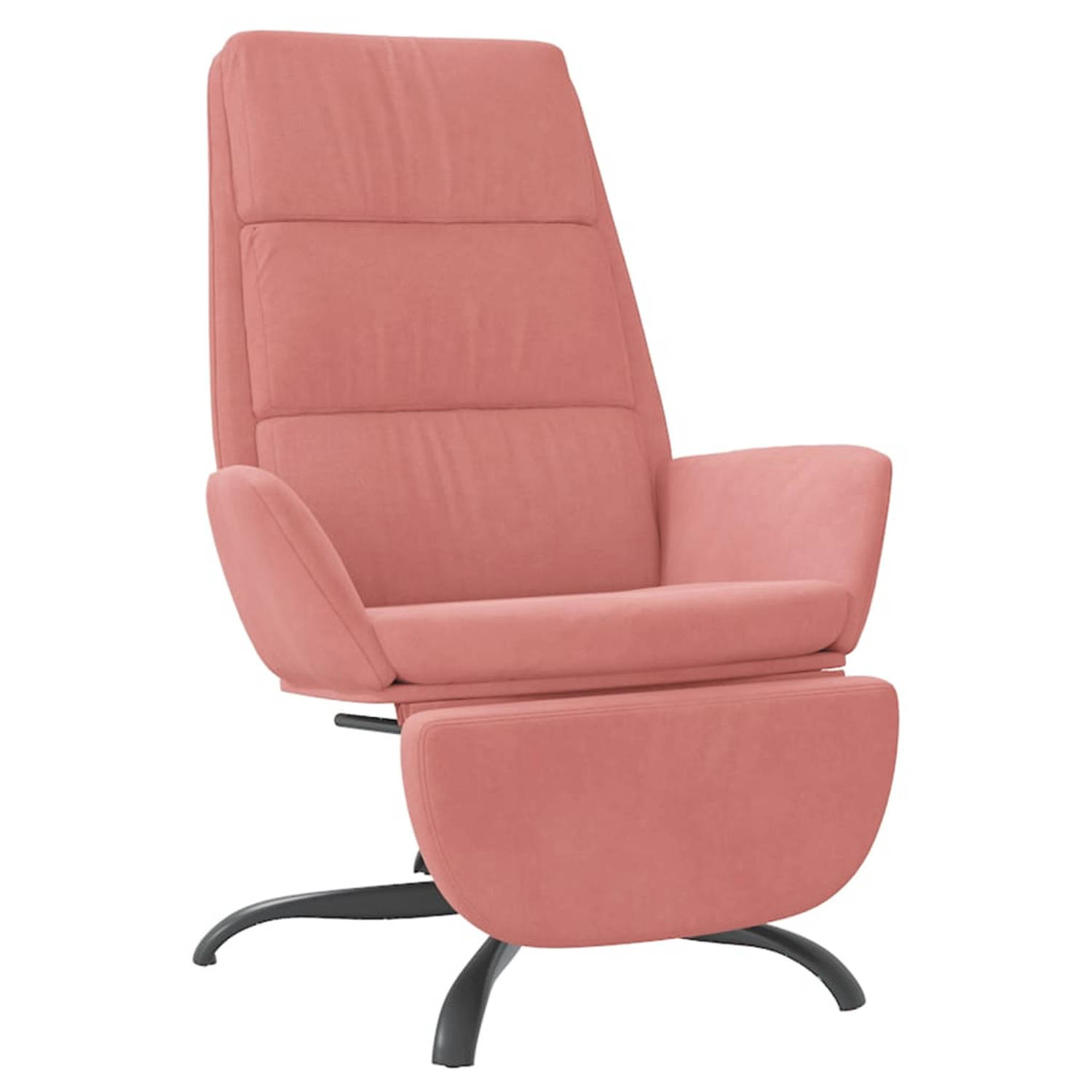 The Living Store Relaxstoel met voetensteun fluweel roze - Fauteuil