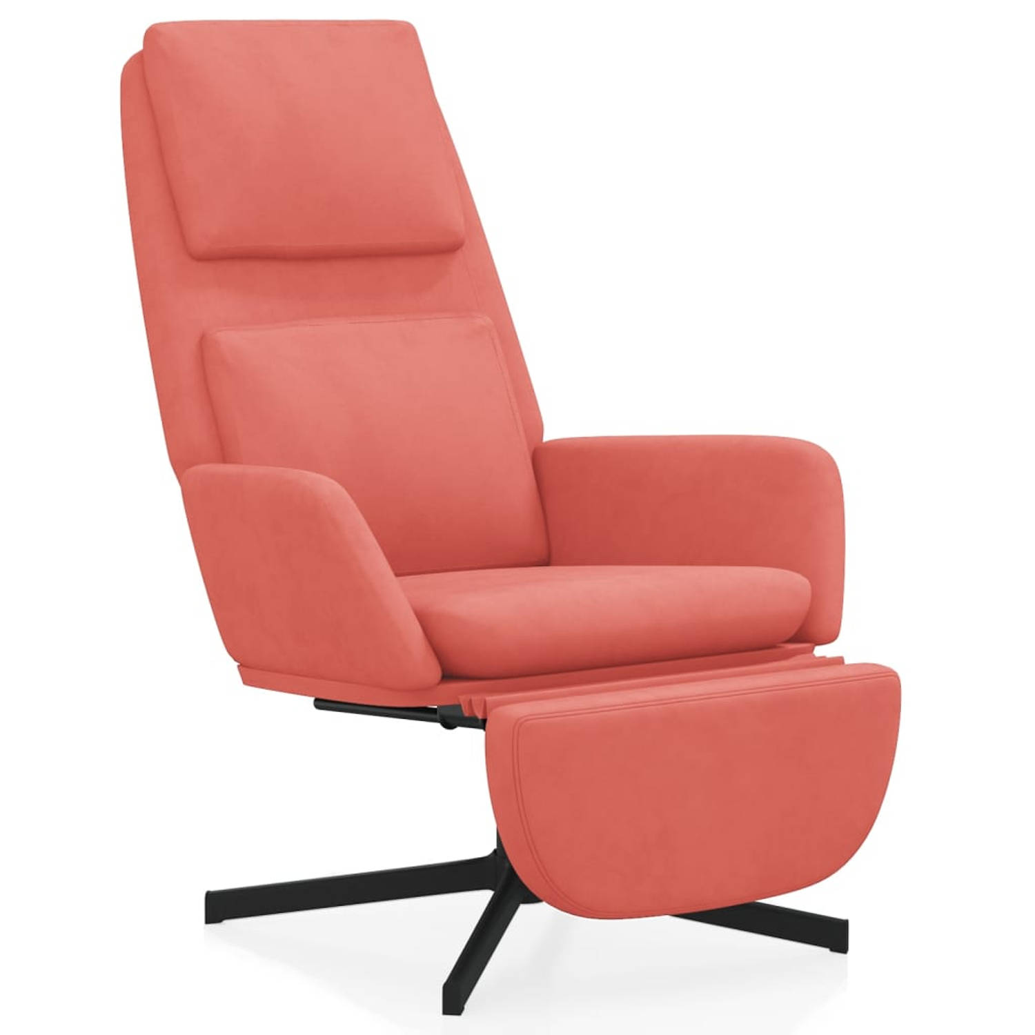 The Living Store Relaxstoel Velvet - Roze - 70x77x98 cm - 360 graden draaibaar