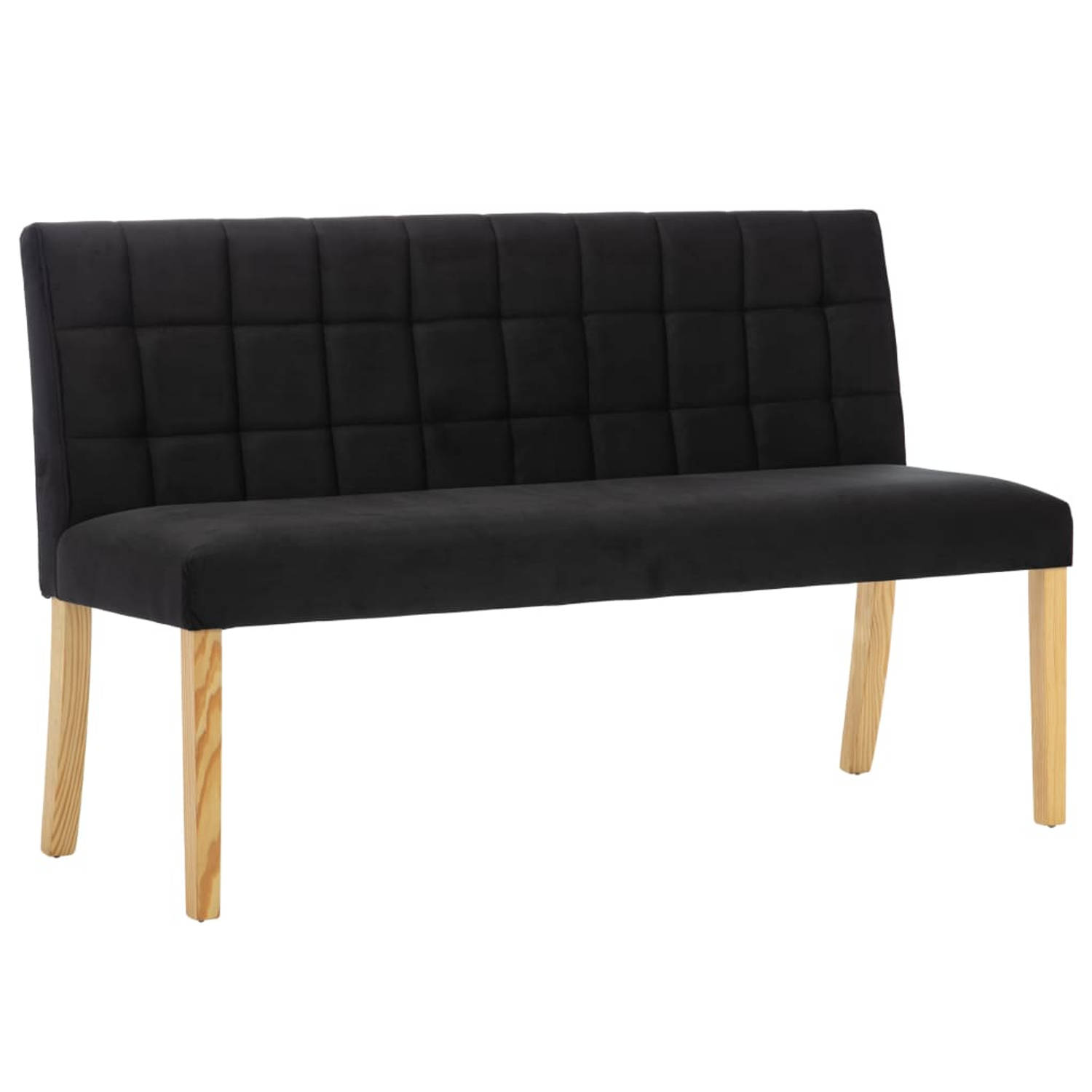 The Living Store Bankje 140 cm fluweel zwart - Hocker