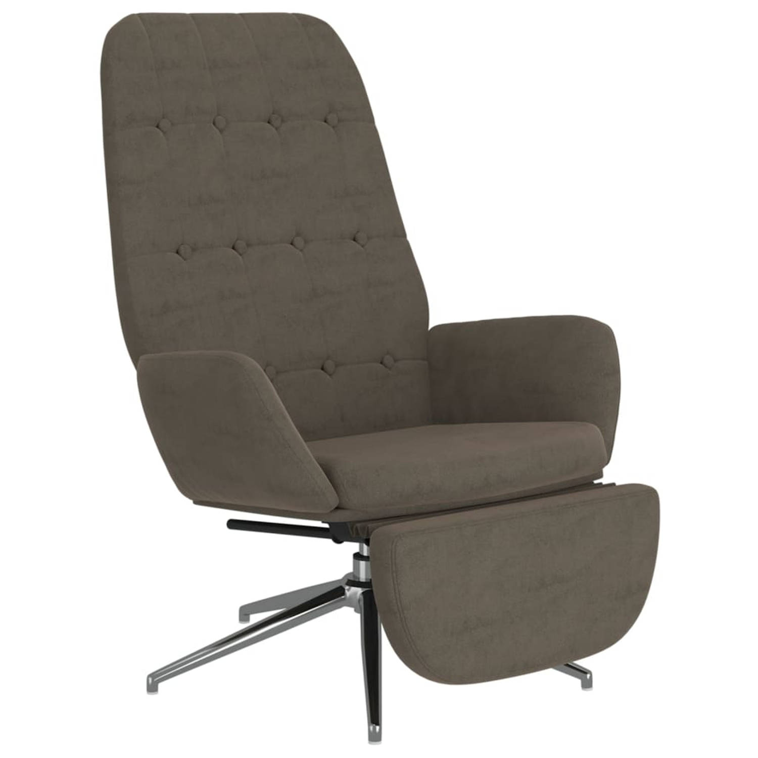 The Living Store Relaxstoel met voetensteun microvezelstof donkergrijs - Fauteuil