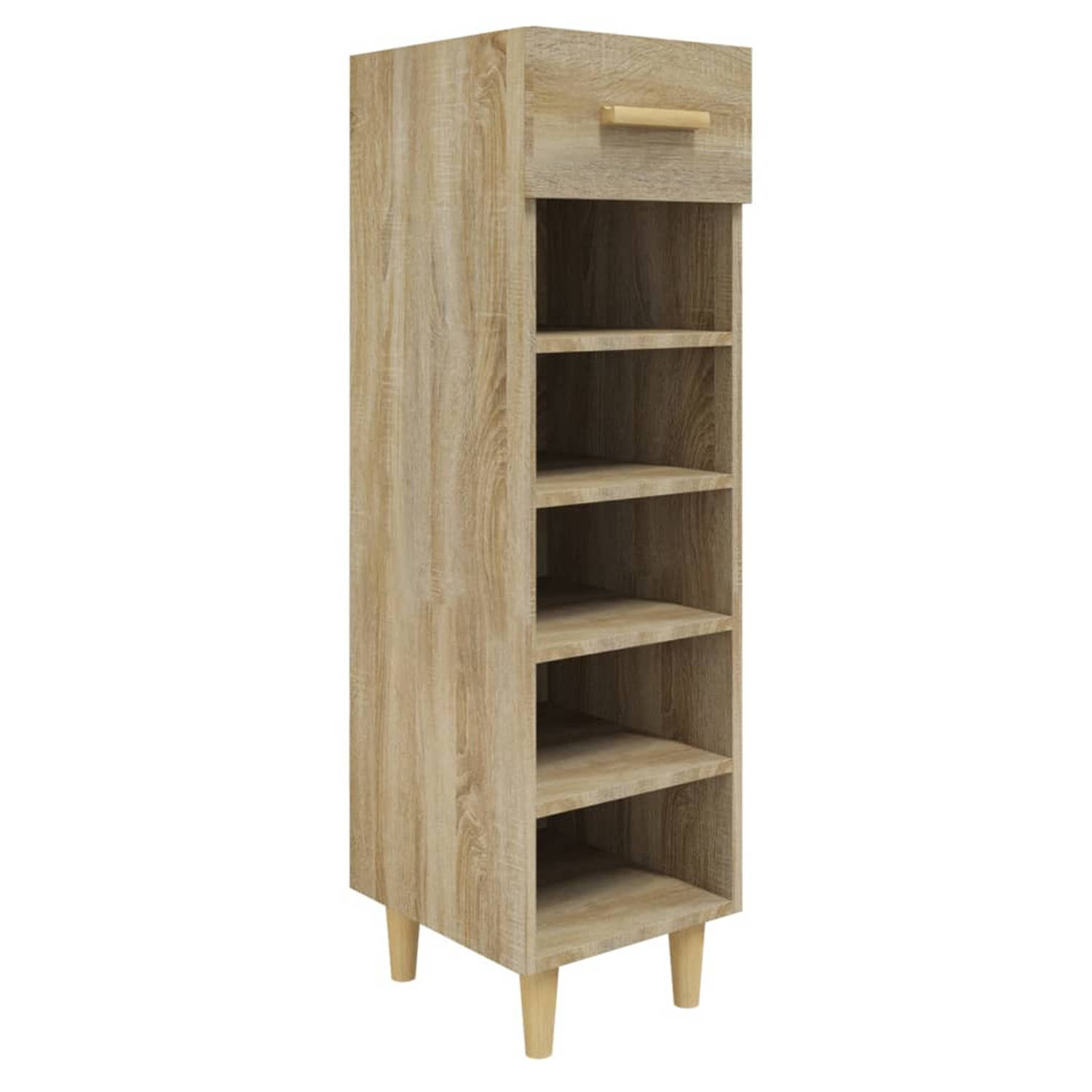 The Living Store Schoenenkast 30x35x105 cm bewerkt hout sonoma eikenkleurig - Schoenenkast