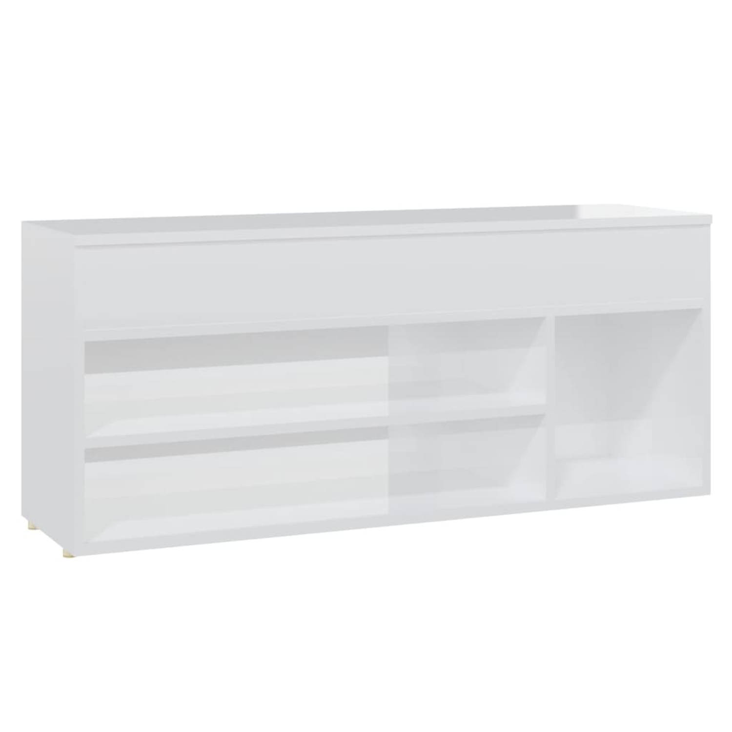 The Living Store Schoenenkast - Opbergbank - 105 x 30 x 45 cm - Hoogglans wit