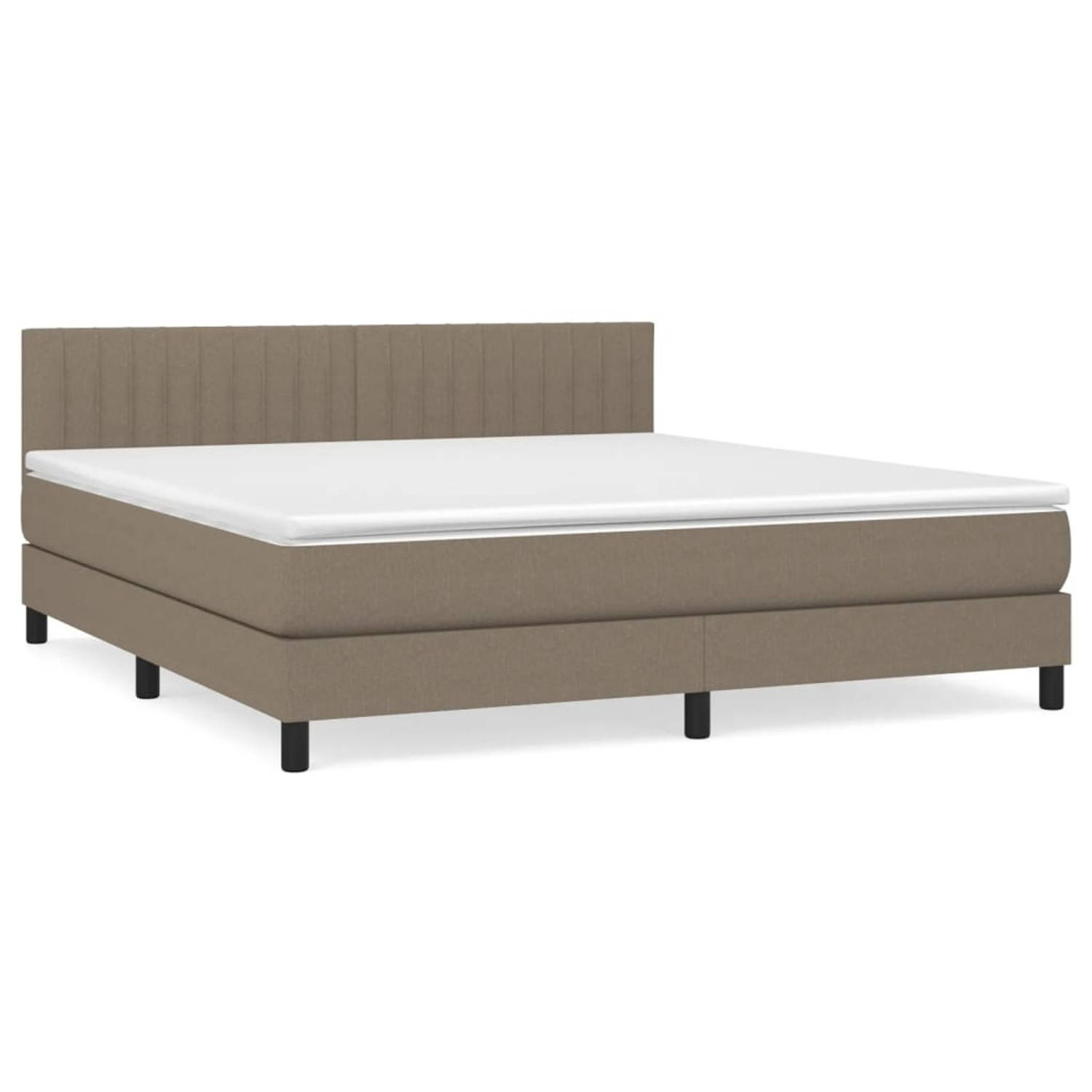 The Living Store Boxspring met matras stof taupe 180x200 cm - Bed