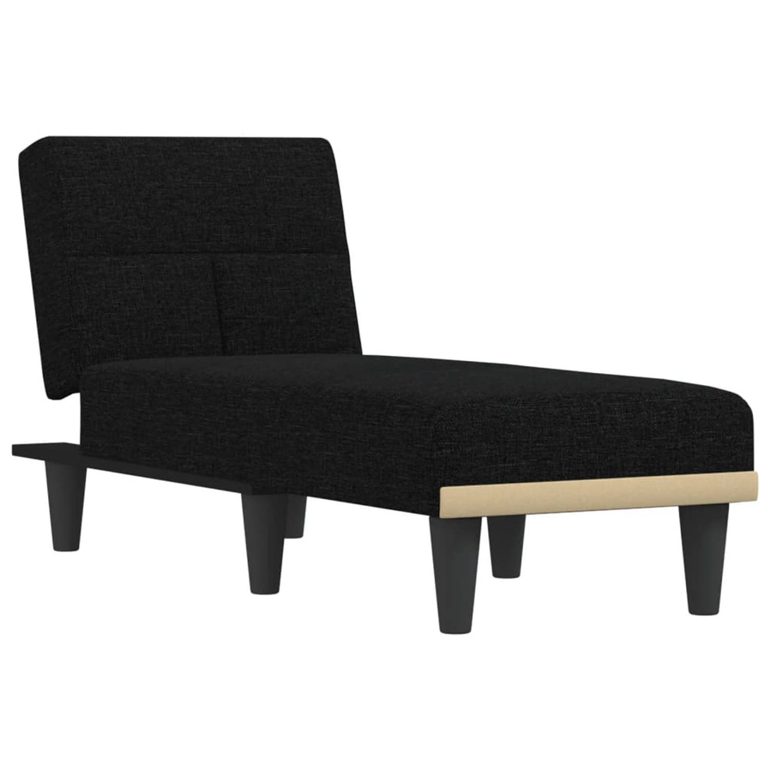 The Living Store Chaise longue stof zwart - Chaise longue