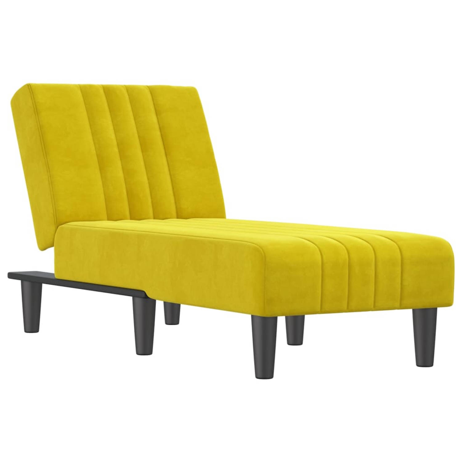 The Living Store Chaise longue geel fluweel - 55x155x33 cm - verstelbaar