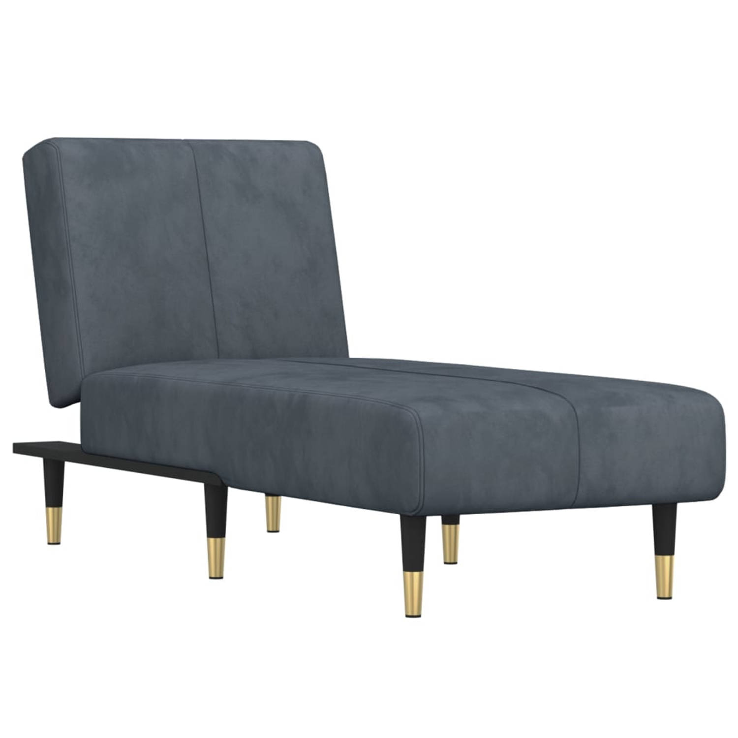 The Living Store Chaise longue fluweel donkergrijs - Chaise longue