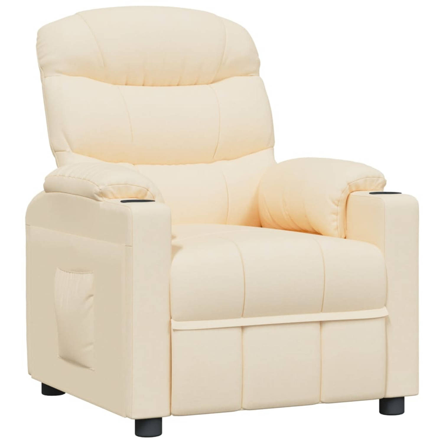 The Living Store Fauteuil verstelbaar stof crèmekleurig - Fauteuil