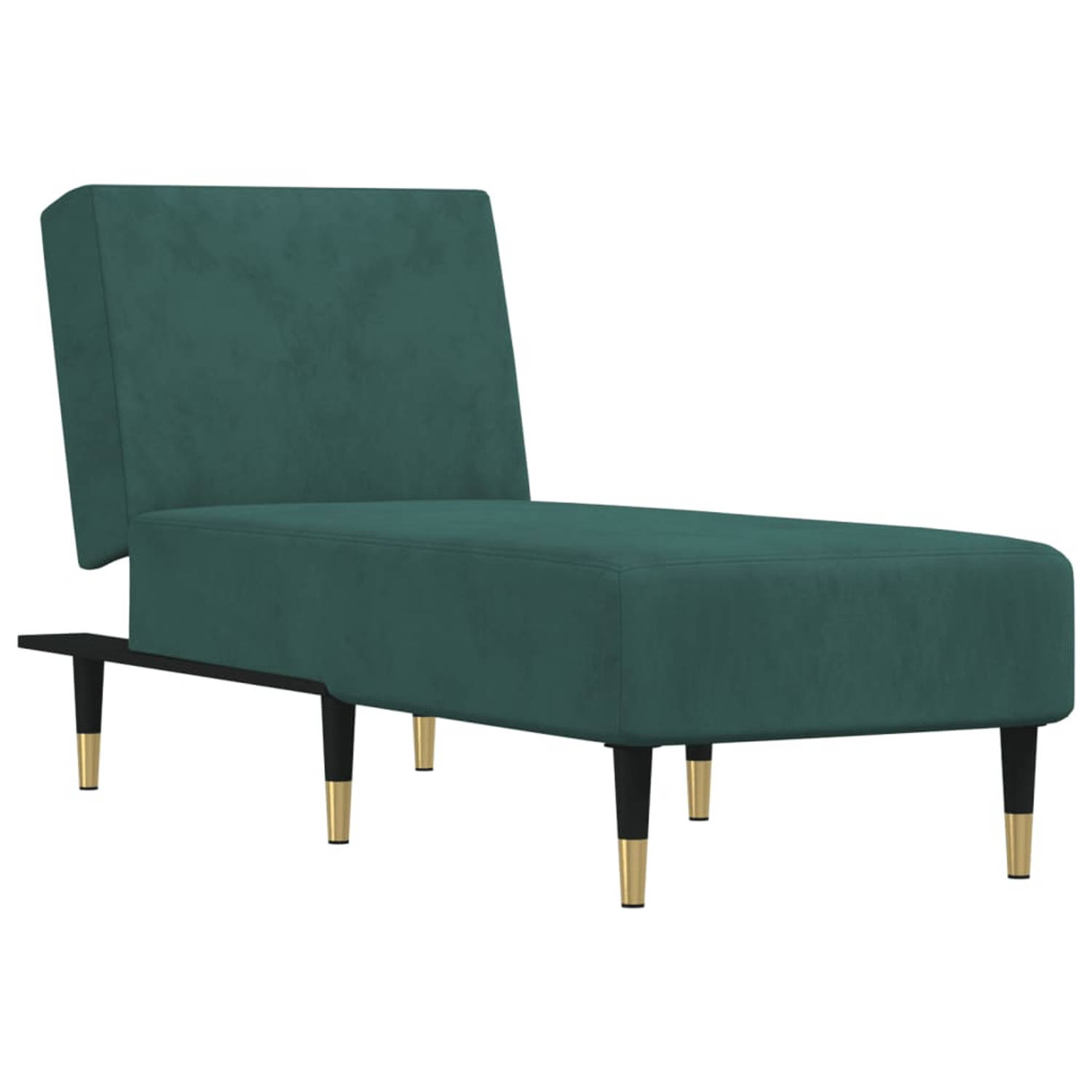 The Living Store Chaise longue fluweel donkergroen - Chaise longue