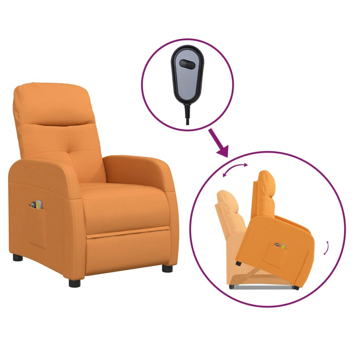 The Living Store Sta-op-massagestoel stof geel - Fauteuil