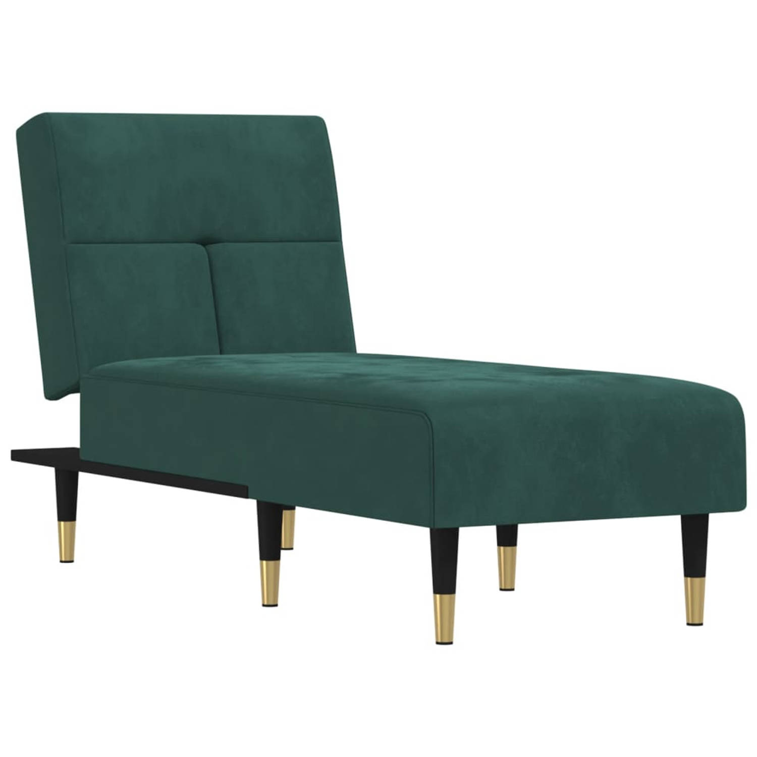 The Living Store Chaise longue fluweel donkergroen - Chaise longue