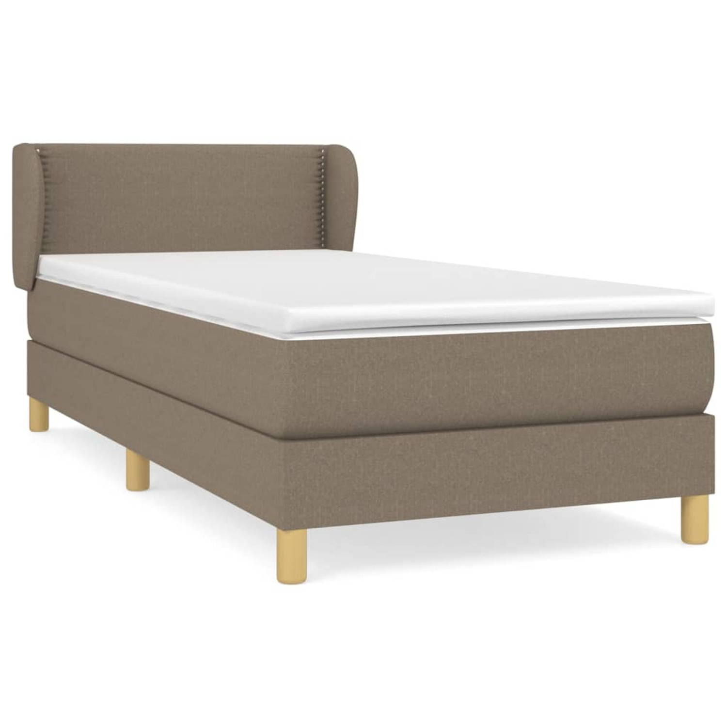 The Living Store Boxspring met matras stof taupe 90x200 cm - Boxspring - Boxsprings - Bed - Slaapmeubel - Boxspringbed - Boxspring Bed - Tweepersoonsbed - Bed Met Matras - Bedframe