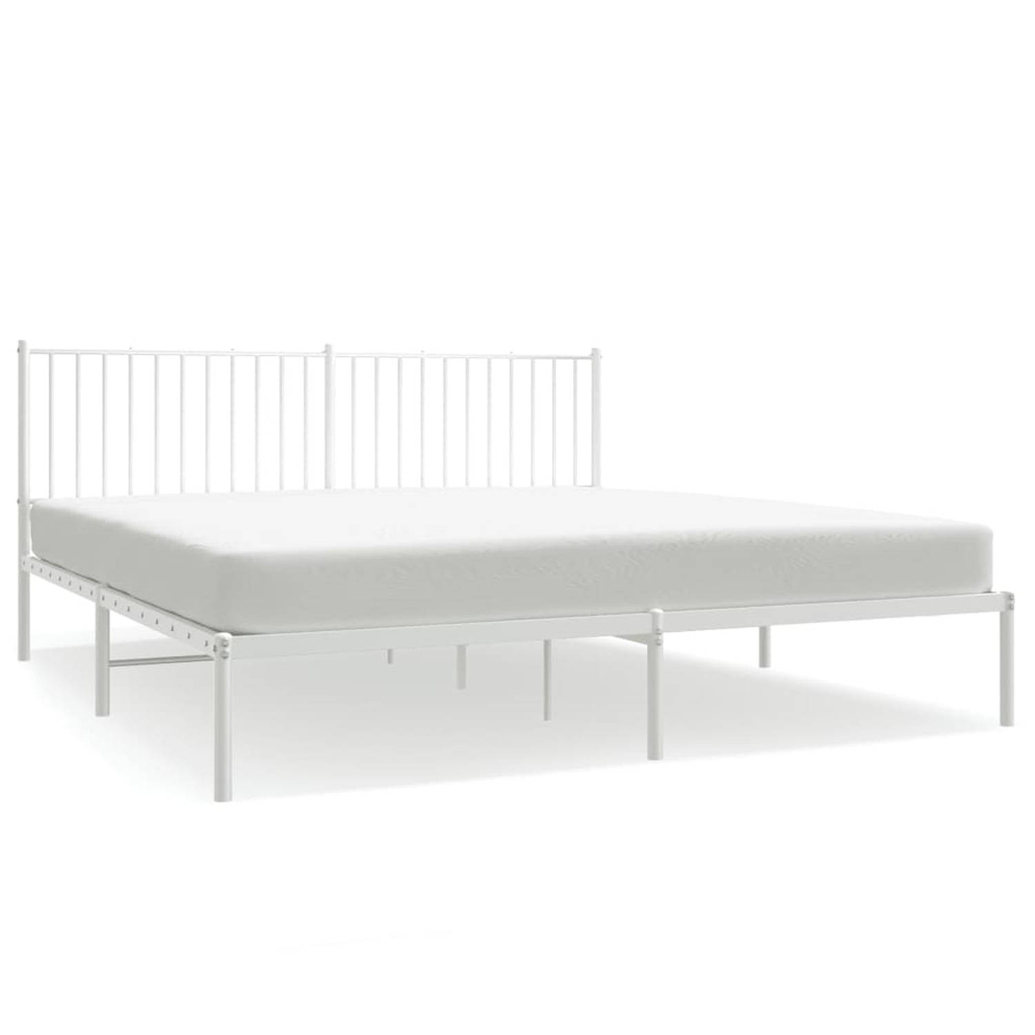 The Living Store Bedframe Metalen - 207 x 187 x 90.5 cm - Wit - Opbergruimte